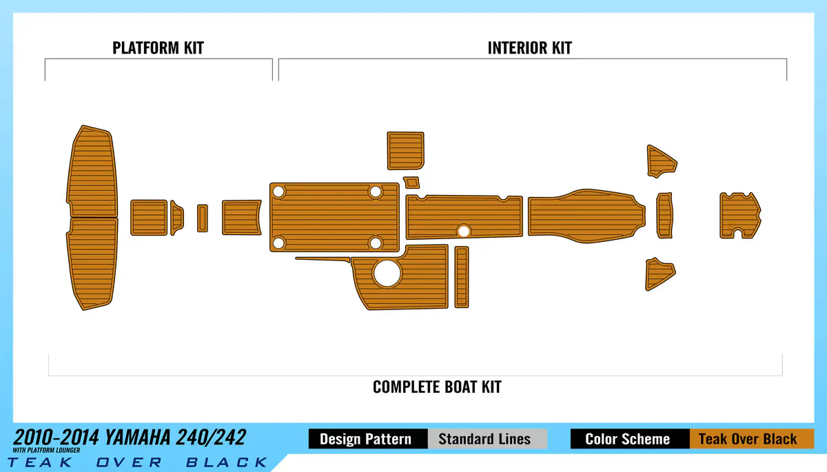 2010-2014 | Yamaha | 240/242 with Platform Lounger – Custom EVA Foam Marine Flooring Kit - HXBYX
