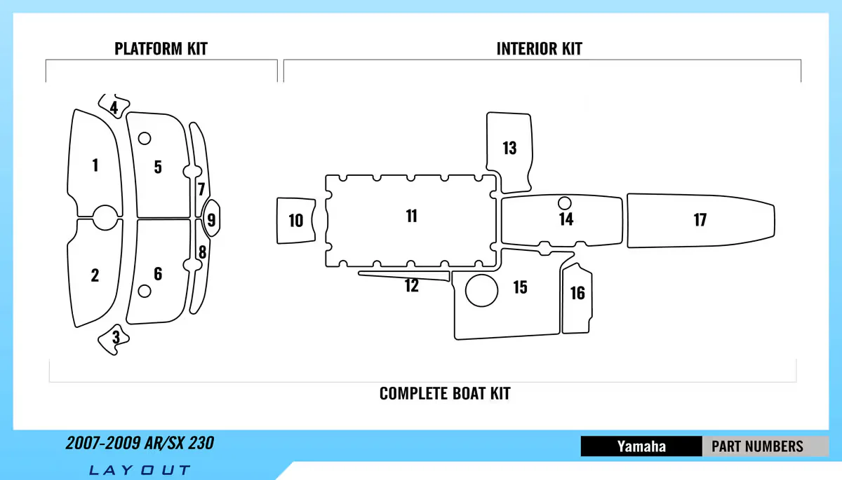 2007-2009 | Yamaha | AR/SX 230 – Premium EVA Foam Marine Flooring Kit - HXBYX