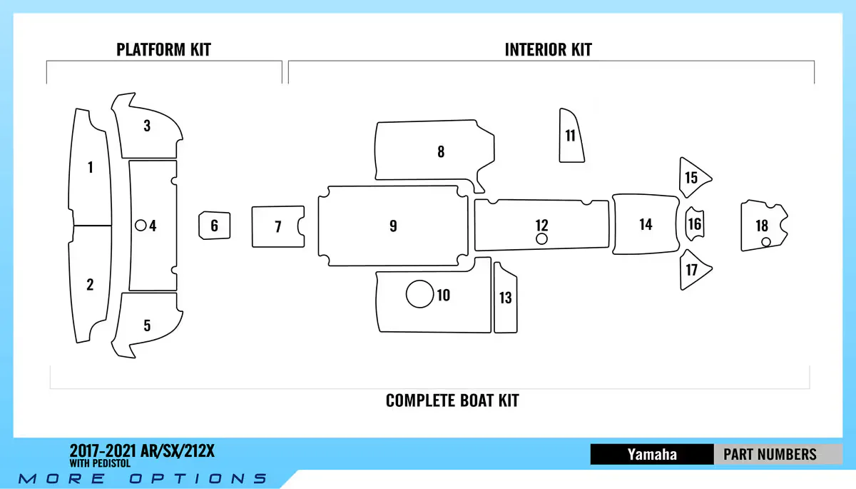2017-2021 | Yamaha | AR/SX/212X with Pedestal – Custom EVA Foam Marine Flooring Kit - HXBYX