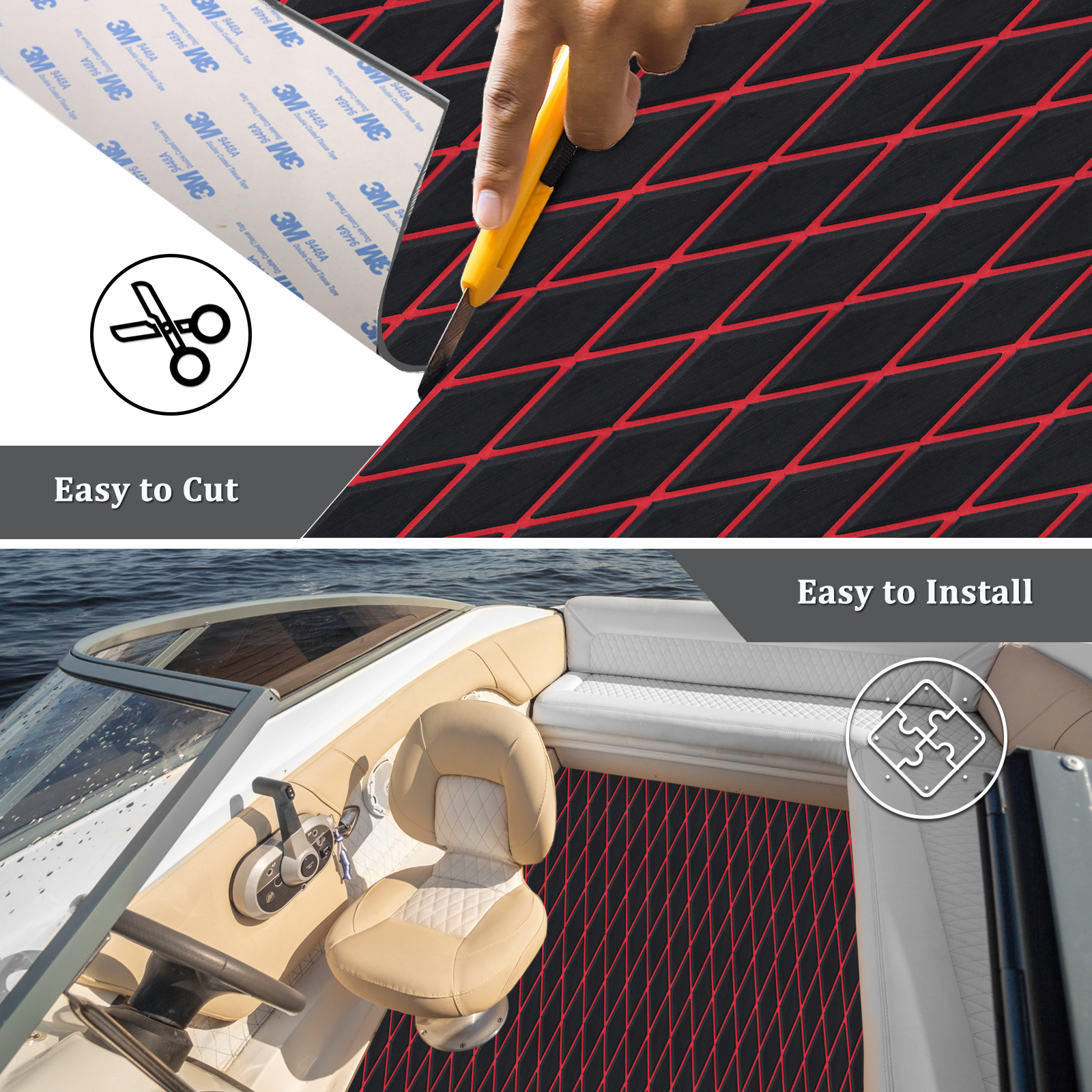 Engraved Diamond EVA Foam Sheet – Black & Red - HXBYX