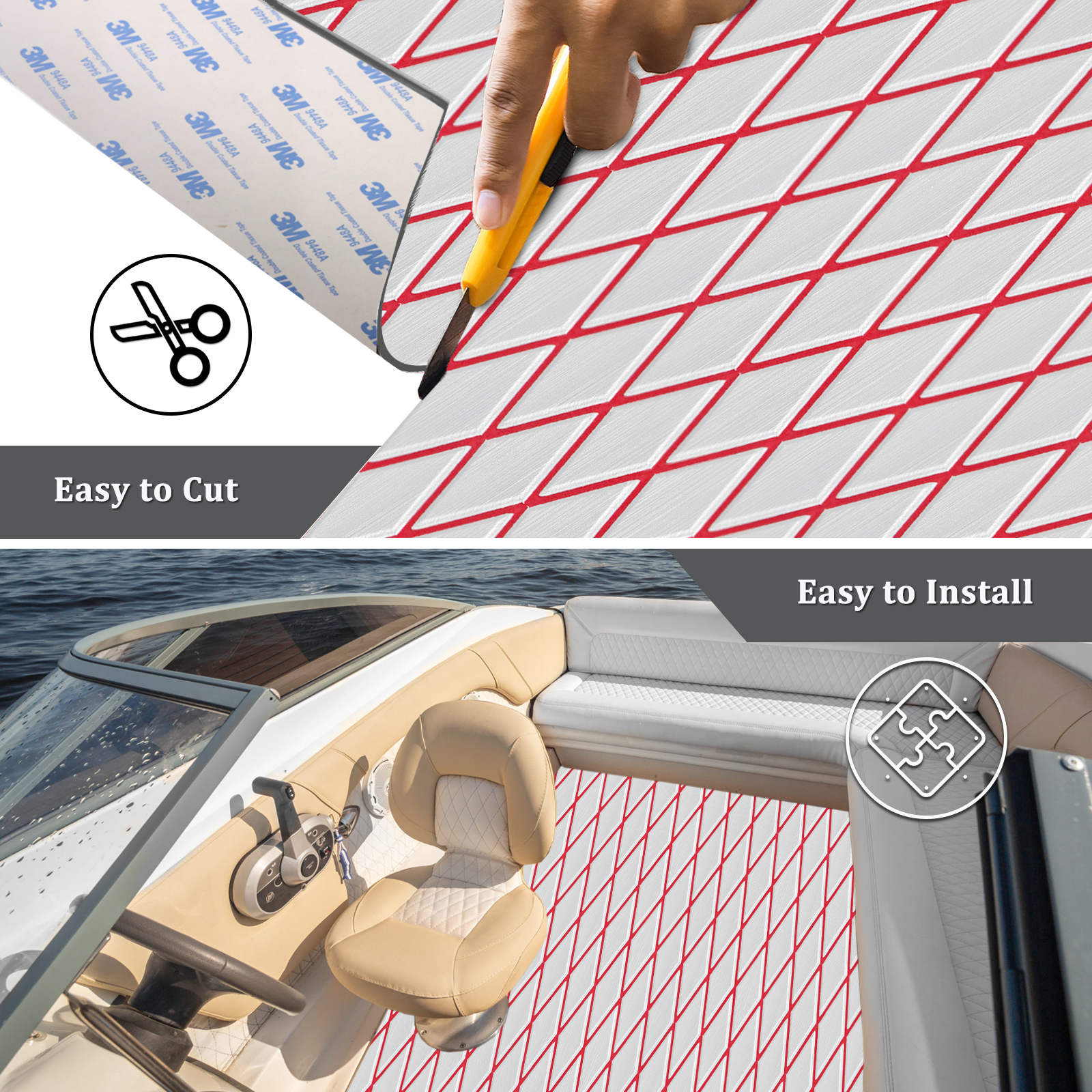 Engraved Diamond EVA Foam Sheet – Gray & Red - HXBYX