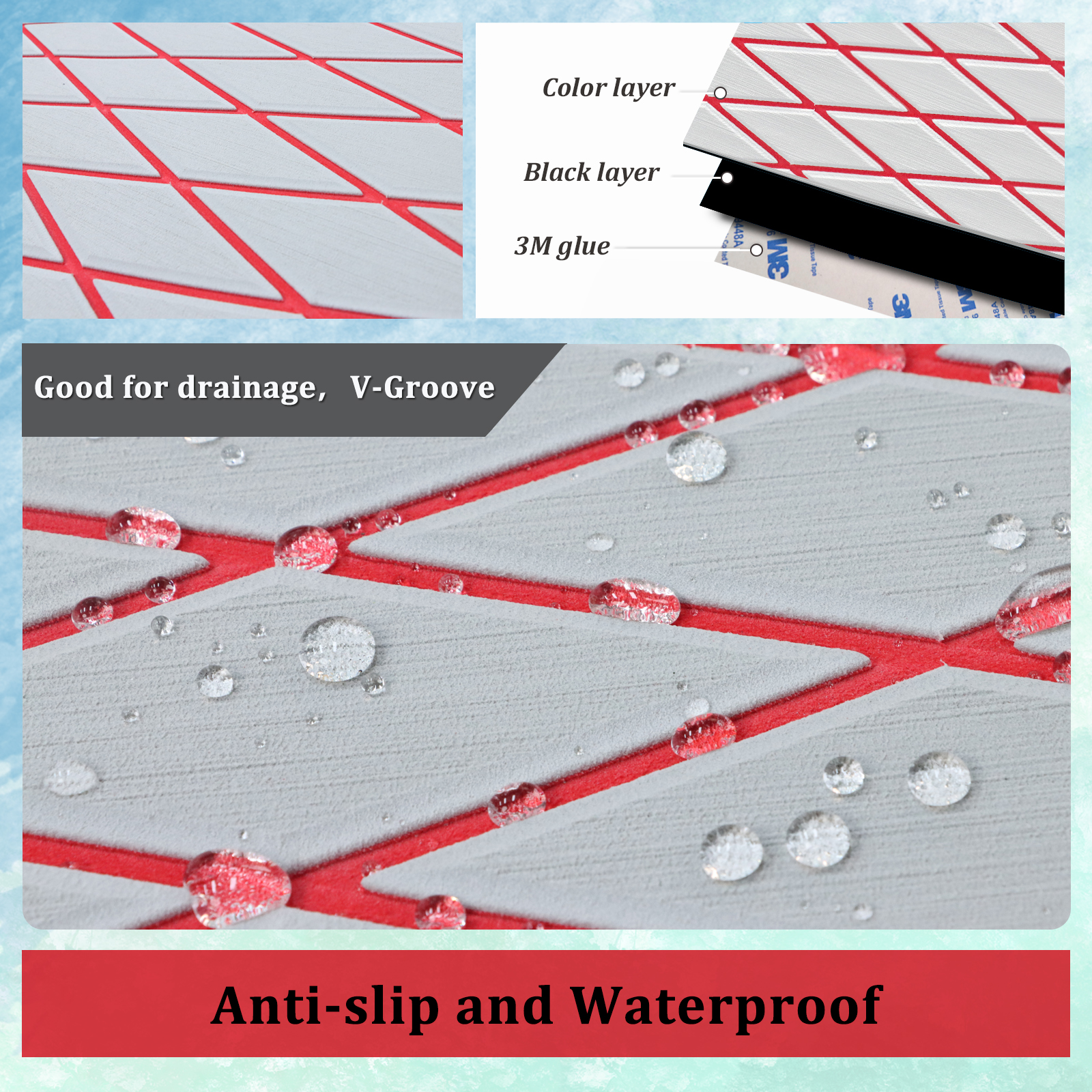 Engraved Diamond EVA Foam Sheet – Gray & Red - HXBYX