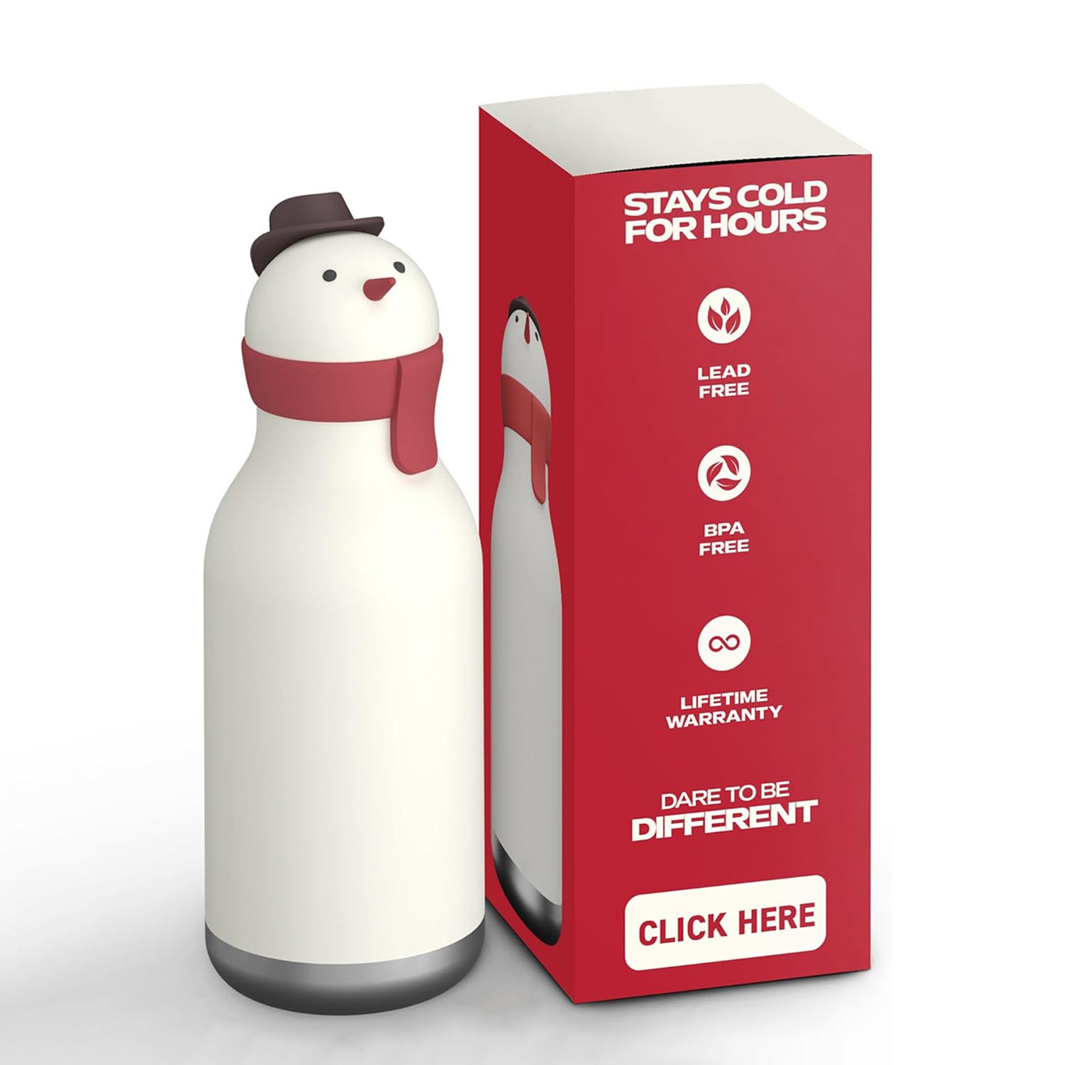 Snowman-Shaped Insulated Bottle