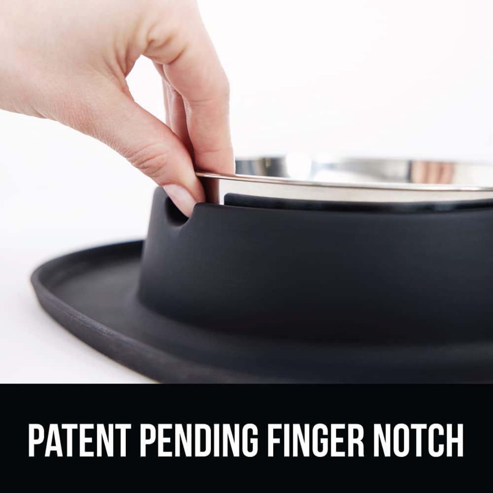 Waterproof Pet Feeding Mat Set with Stainless Steel Bowls, Slip Resistant, , 2 Cup Black