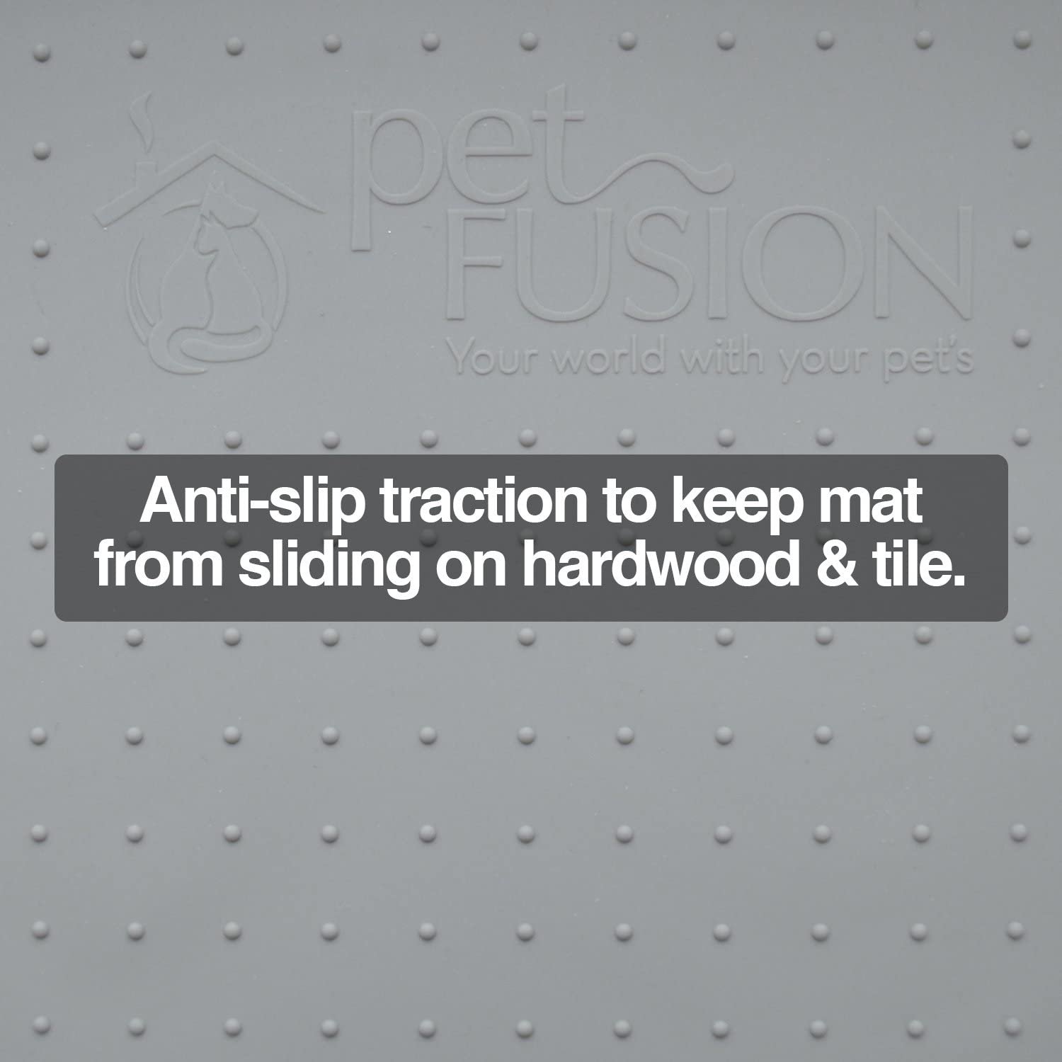 Waterproof Large Dog Food Mat, Extra Tough FDA Grade Silicone, Grey, 27.5 x 17.5