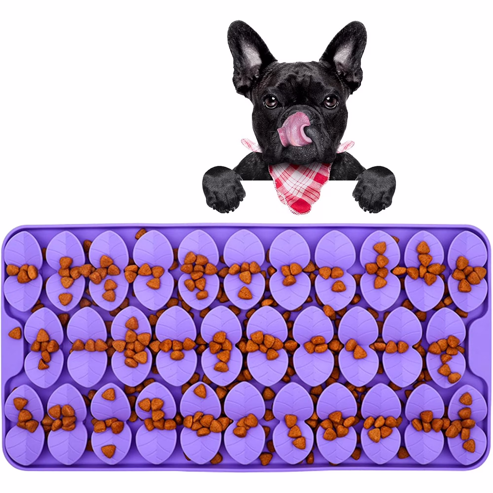 Silicone Snuffle Mat for Large Dogs, Dog Lick Mat Slow Feeder, Pet Licking Treat Mat with Suction Cups for Smell Training Slow Eating, XL Purple