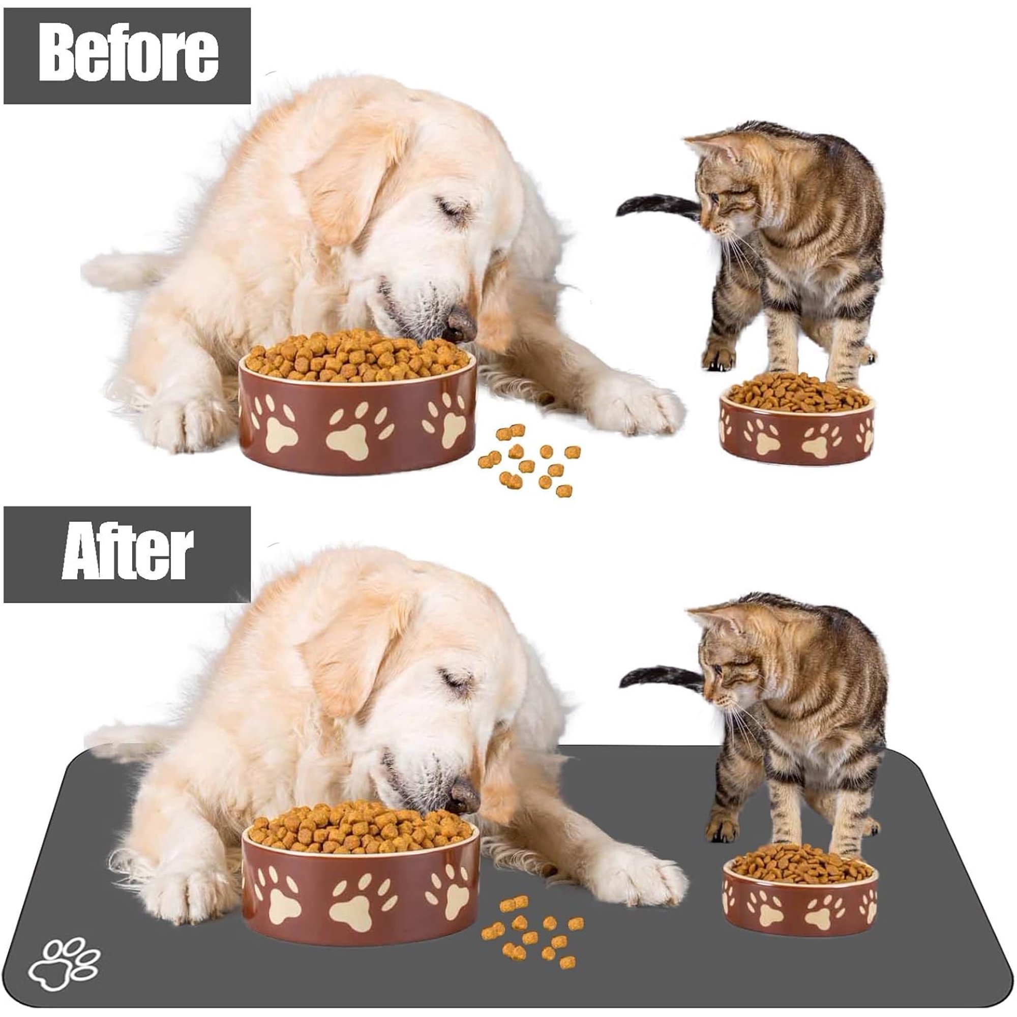 Large Pet Feeding Mat, Absorbent Quick Dry Dog Mat for Food and Water Bowl, Non Skid Cat Bowl Mat