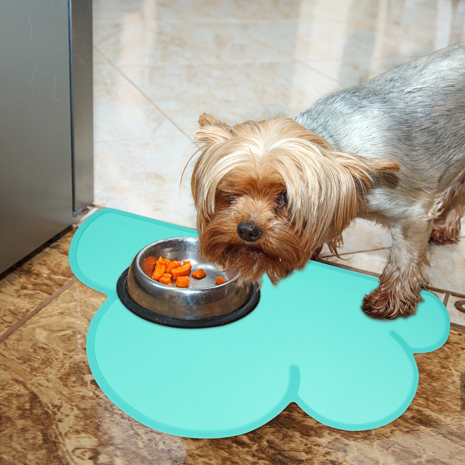 Set of 2 Kit Dog Toy Bin Silicone Pet Placemat Food Feeding Child