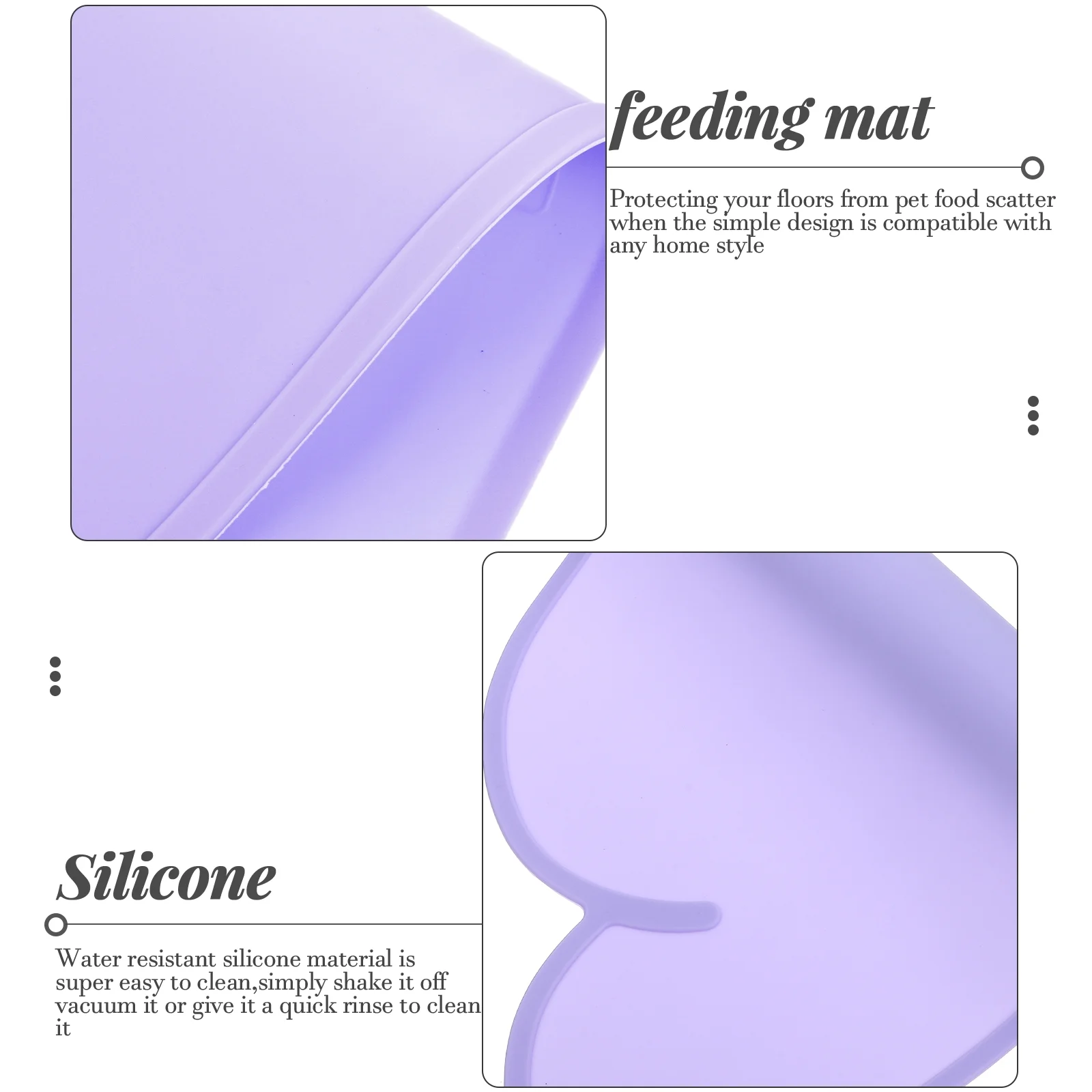 4 Count Pets Silicone Pet Placemat Pet Supply Mat Child 48X27X0.2CM Purple
