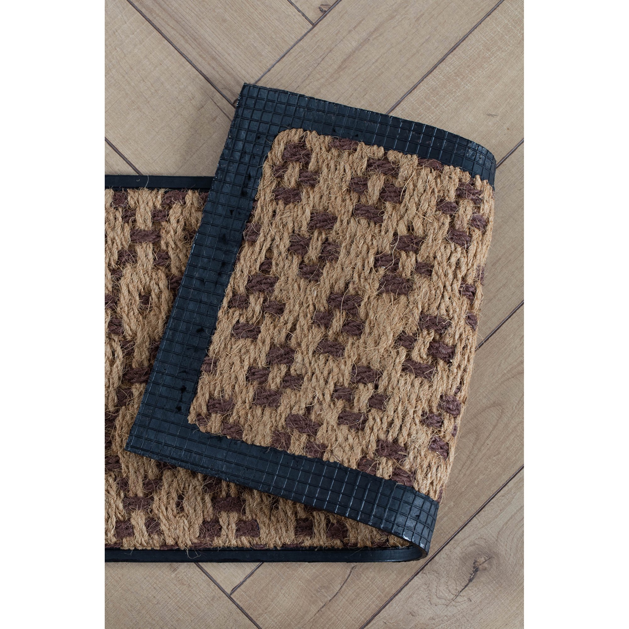 Black Metal Boot Tray with Tan & Dark Brown Coir Insert