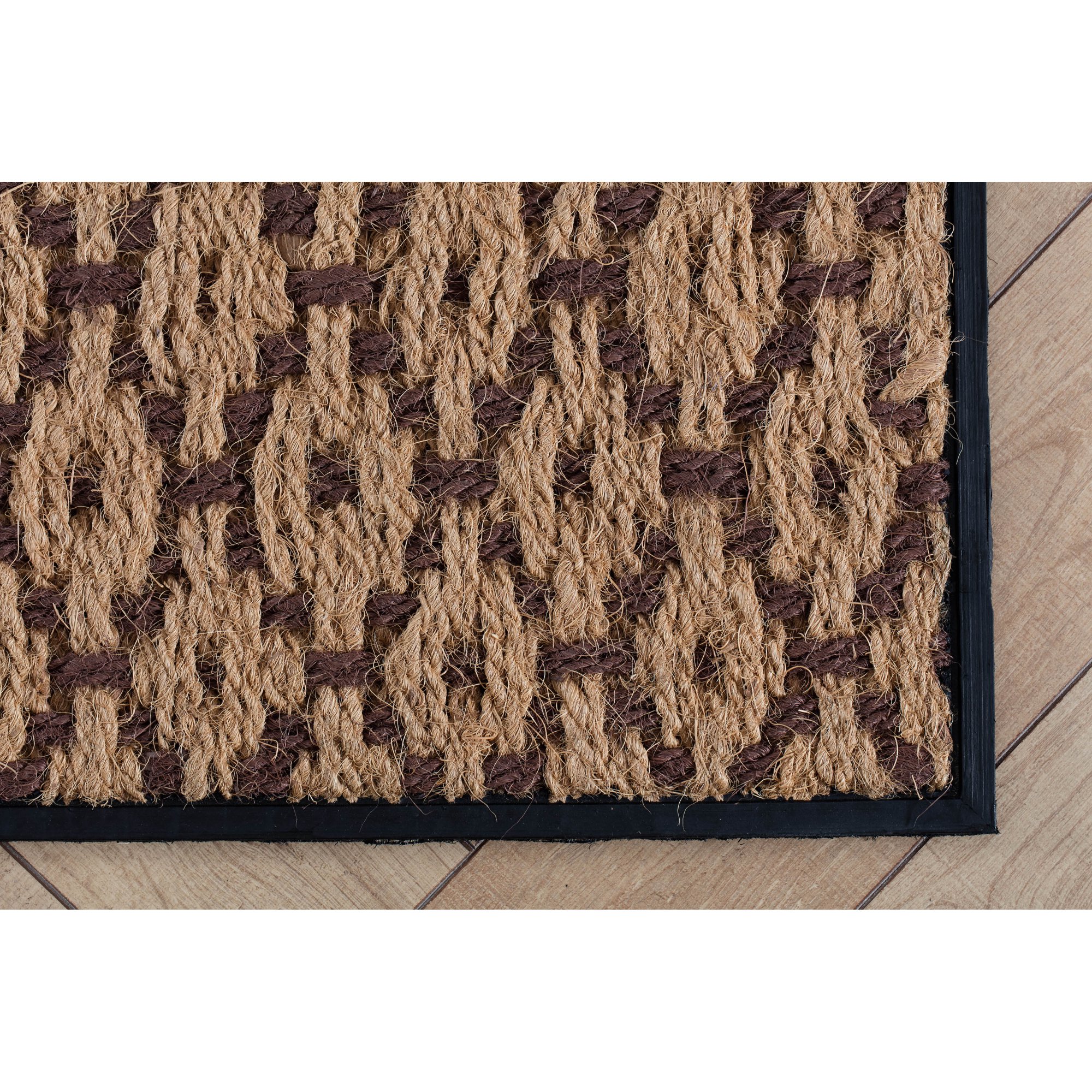 Black Metal Boot Tray with Tan & Dark Brown Coir Insert