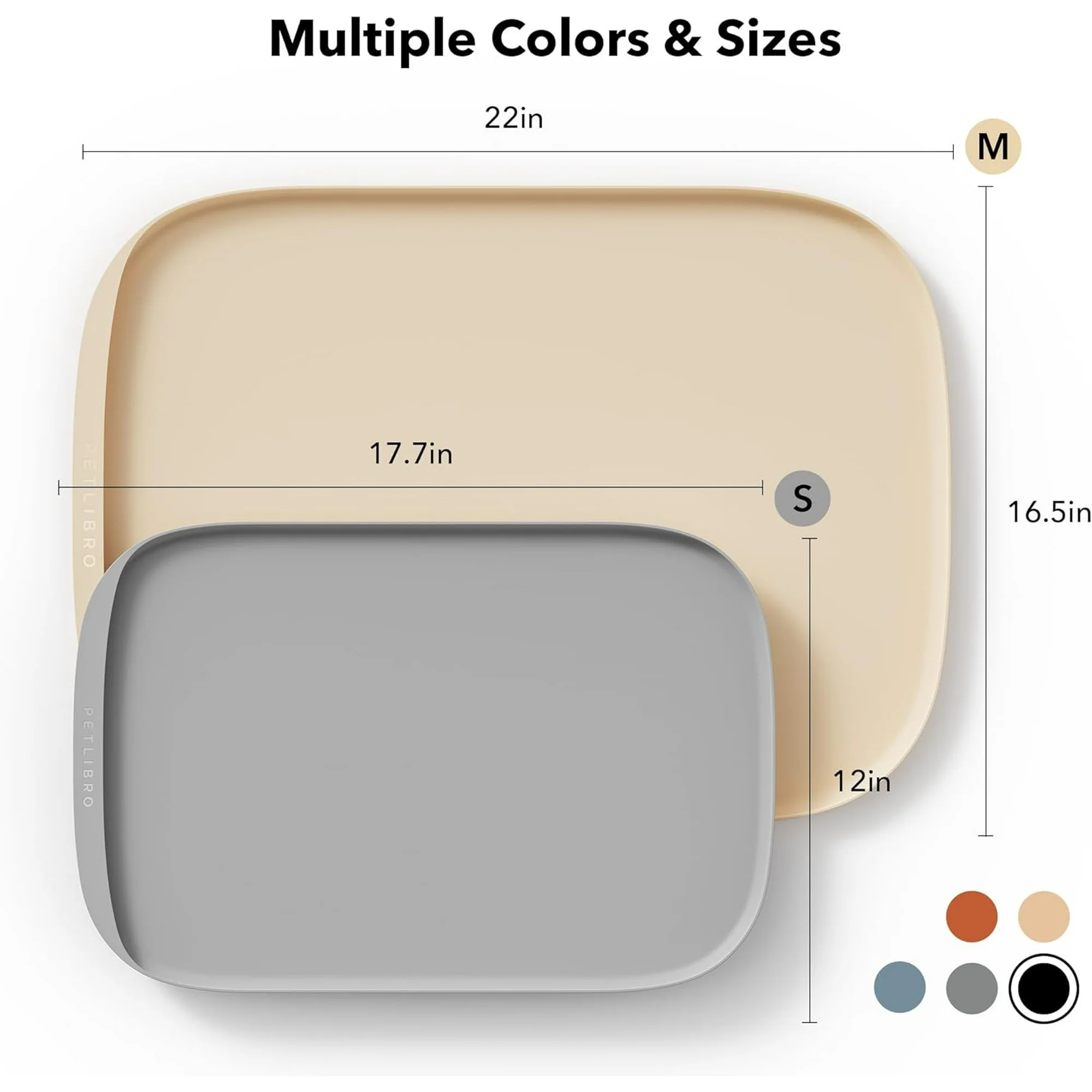 Dog Food Mat, Silicone Non-Slip Waterproof Cat & Dog Feeding Mat with Raised Edge Spill Protection