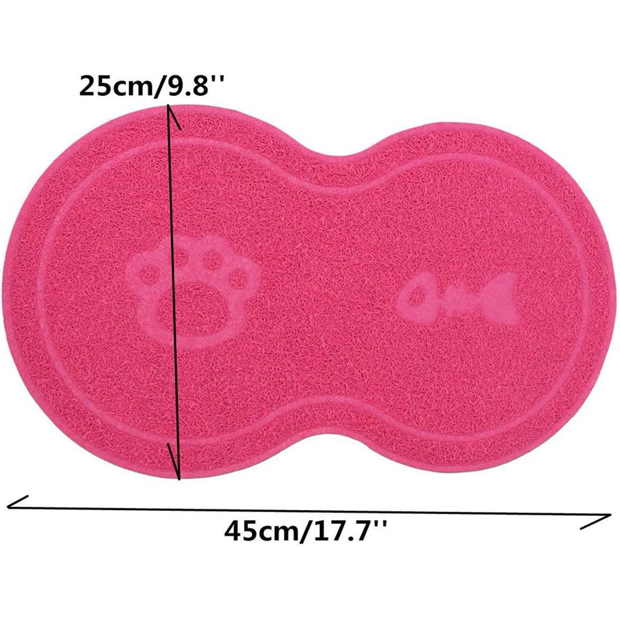 Waterproof Non-slip PVC Pet Feeding Mat with Paw Print & Fishbone Design, Gray