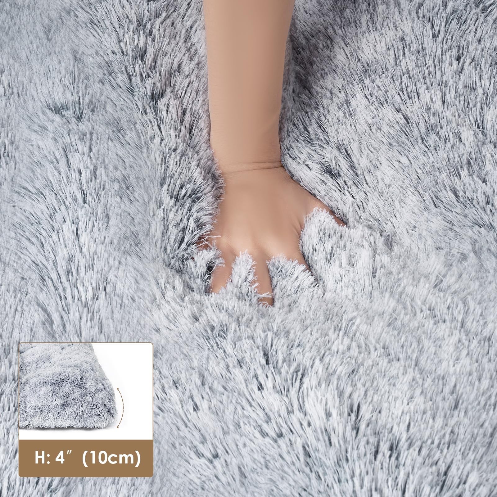 Plush Dog Pet Bed, Washable Dog mat with Non-Slip Bottom for Large and Medium Dogs, 38"x26" Gray Anti-Anxiety Dog Bed.