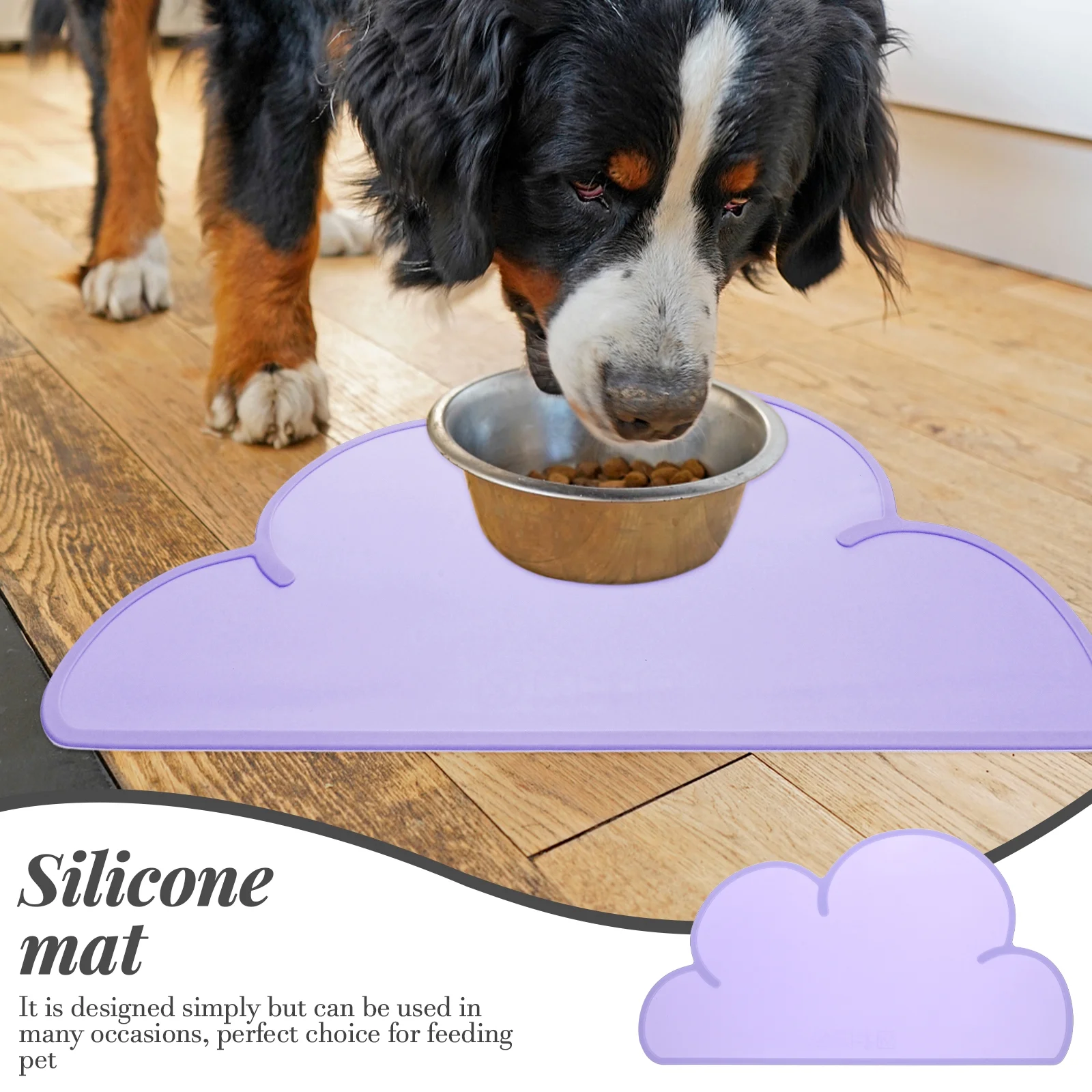 4 Pieces Silicone Pet Placemat Mats Dog Splash Pad Food for Bowls Pads Child Purple