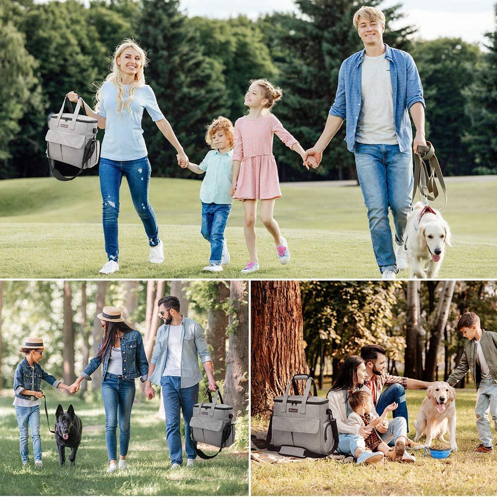 Dog Travel Bag with 2 Food Carriers, 2 Collapsible Bowls, and 1 Placemat