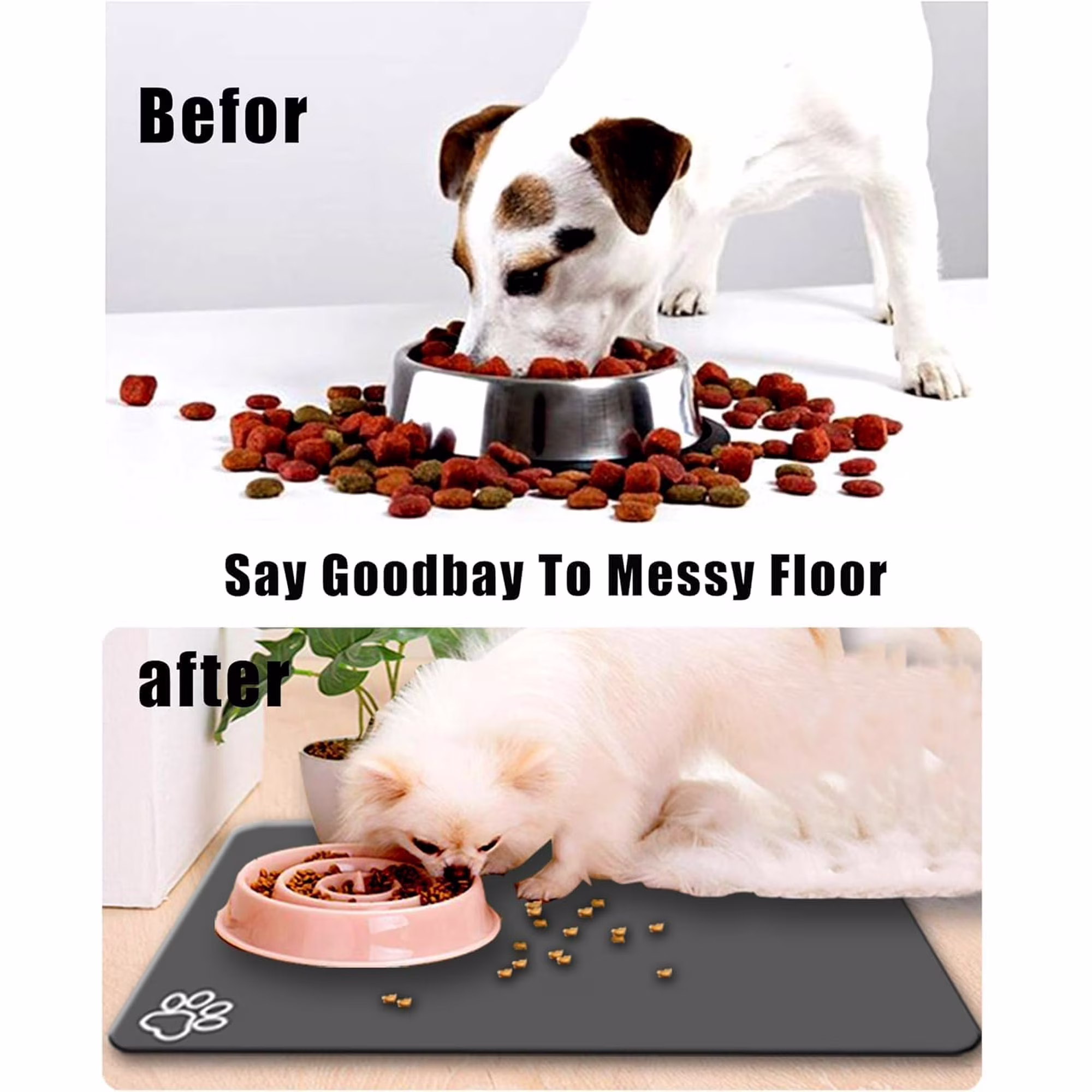 Large Pet Feeding Mat, Super Absorbent Quick Dry Cat & Dog Water Dispenser Mat No Stains Non Skid Easy to Clean (Dark Brown, 40'' x 32'')