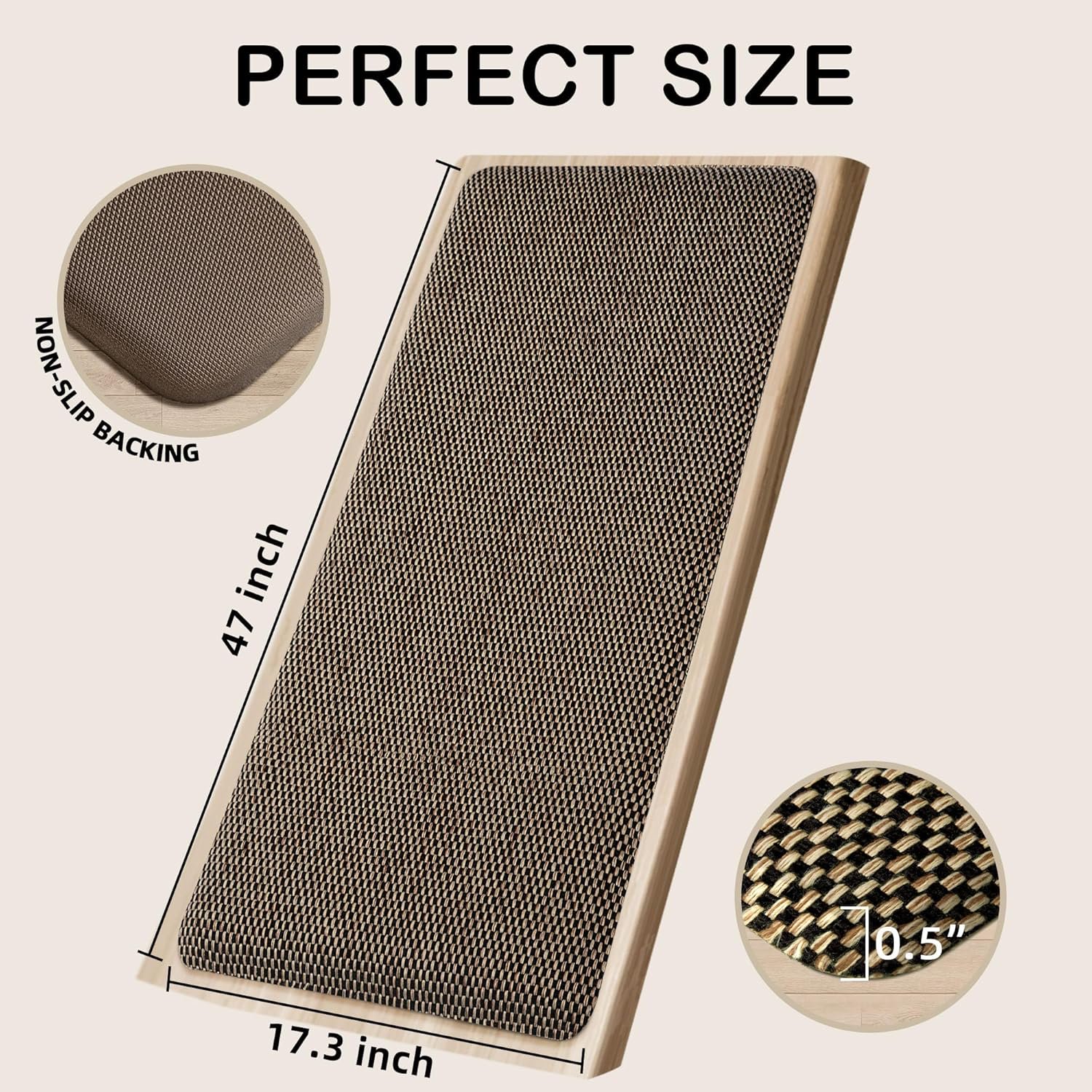 Kitchen Mats for Floor Cushioned Anti-Fatigue Kitchen Floor Mat Non Slip Kitchen Rugs for Floor Absorbent Memory Foam Comfort Standing Mat for Front of Sink, Office, Laundry(Black, 17.3"x47")