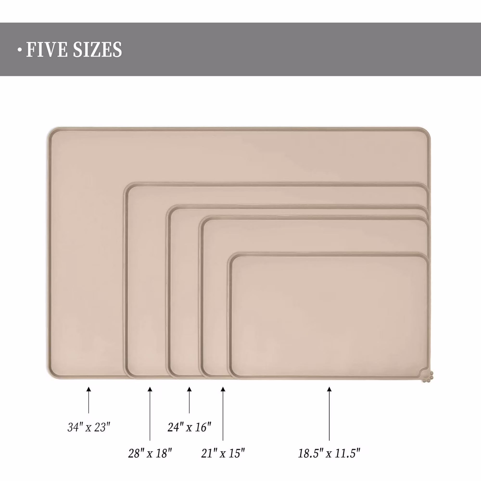 Waterproof Pet Feeding Mat with High Raised Edges, Heavier and Thicker Placemats for Cat Dog Water Bowl with , Dogs Cats Food Mats for Messy Drinkers to Prevent Spill and Protect Floors