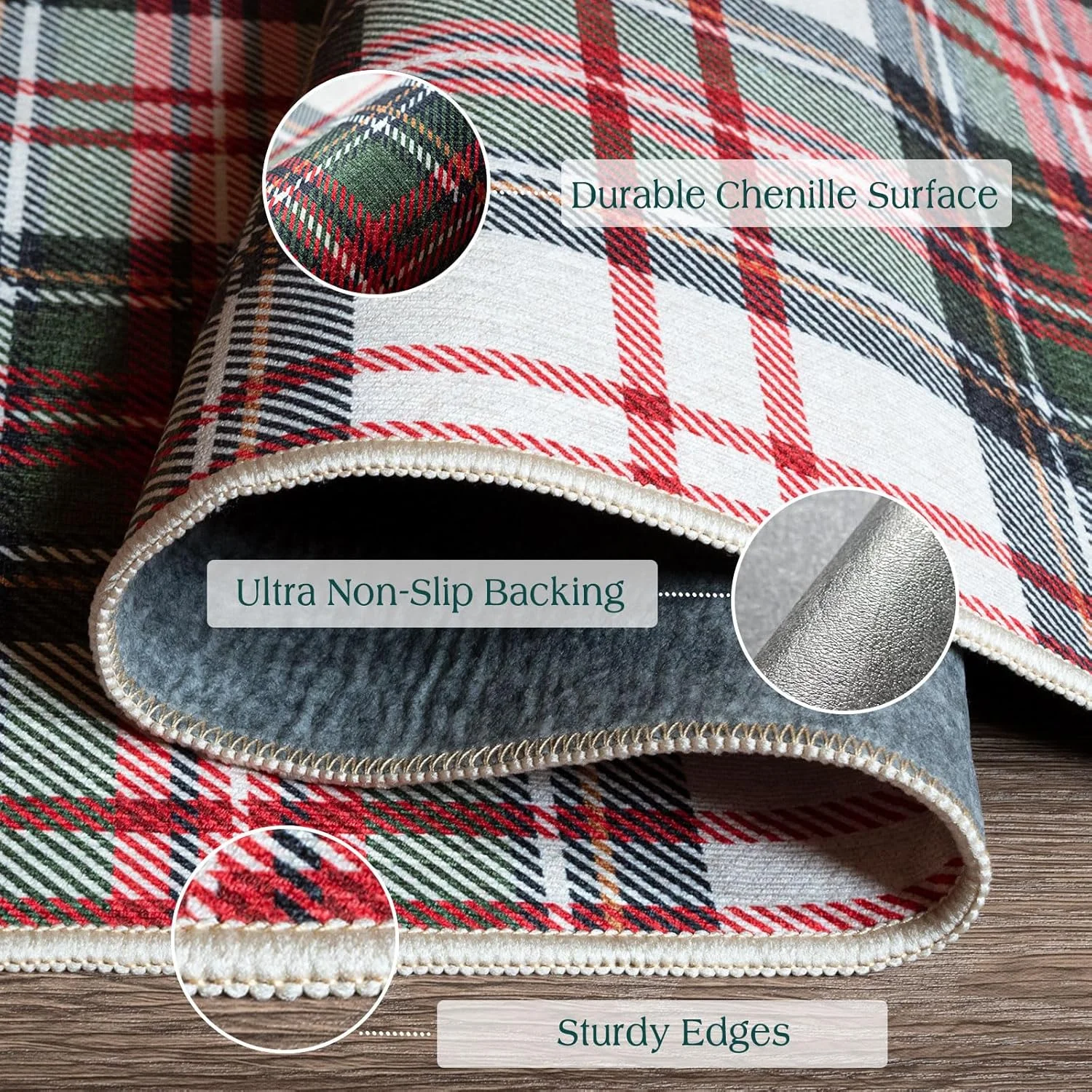 Christmas 3x5 Entry Rug - Small Washable Indoor Outdoor Mats for Front Door Non-Slip Porch Rug Holiday Tartan Plaid Throw Rugs for Living Room Bedroom Entryway Kitchen Office Porch Decor