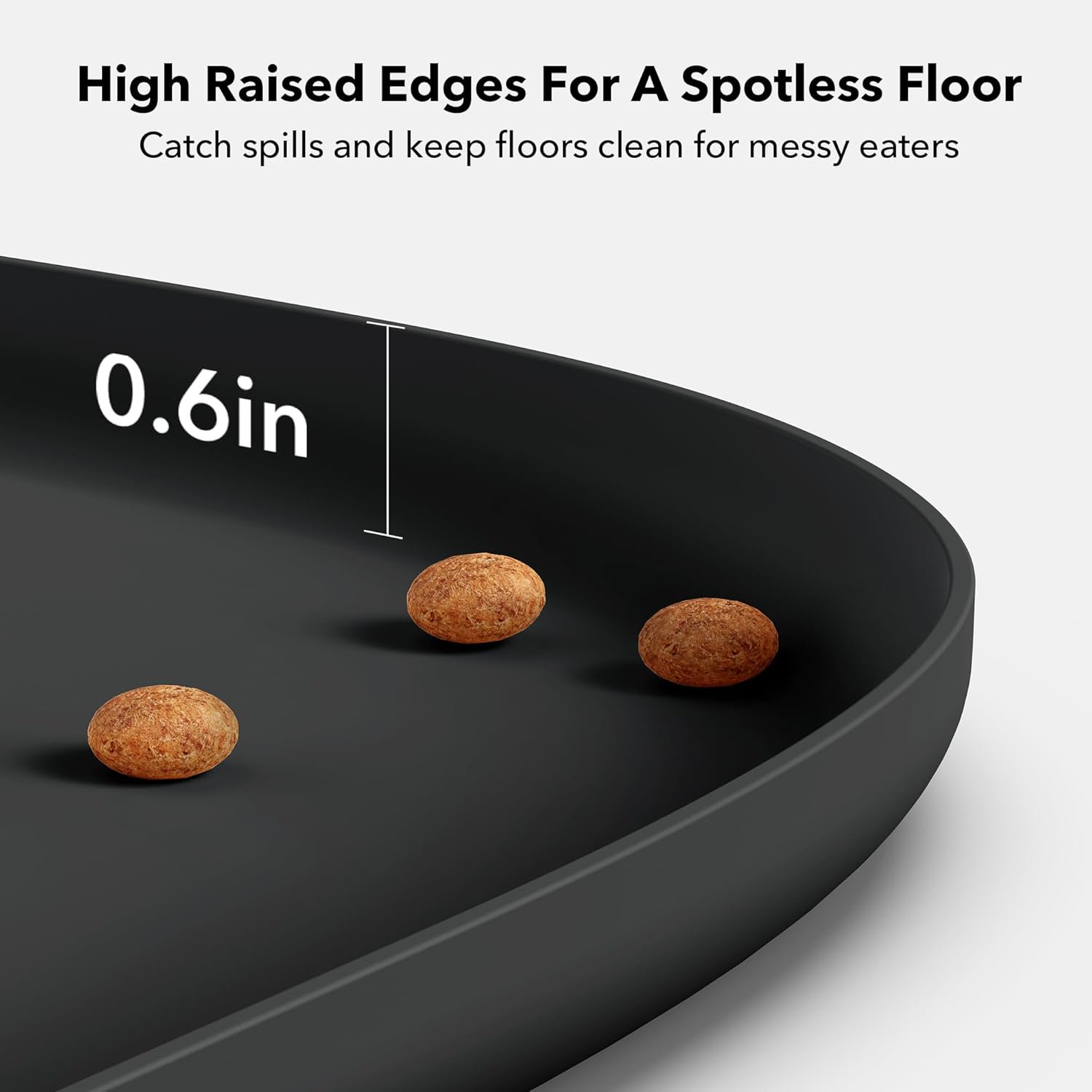 Dog Food Mat, Silicone Non-Slip Waterproof Cat & Dog Feeding Mat with Raised Edge Spill Protection