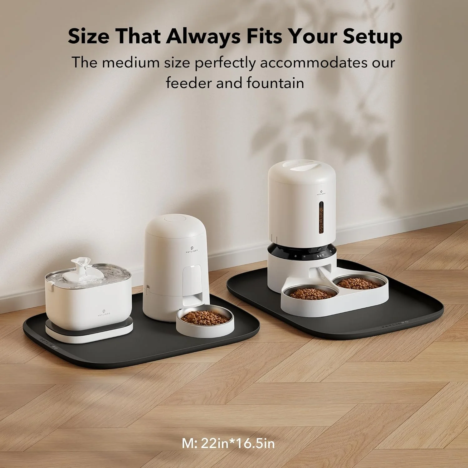 Dog Food Mat, Silicone Non-Slip Waterproof Cat & Dog Feeding Mat with Raised Edge Spill Protection