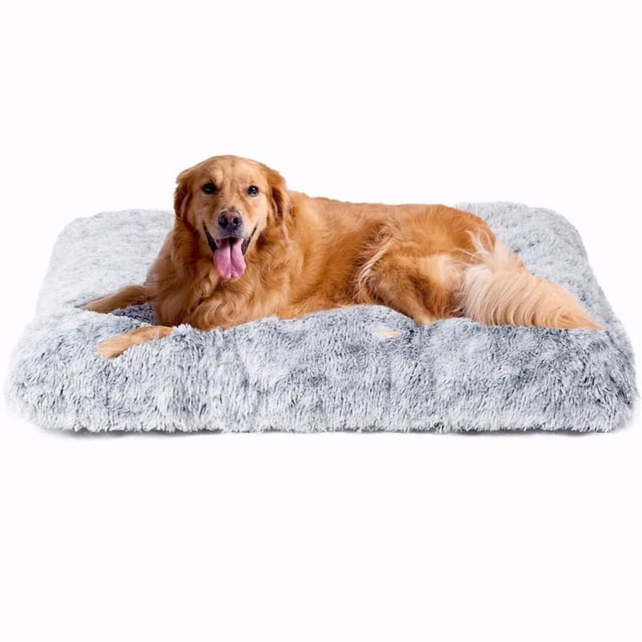 Plush Dog Pet Bed, Washable Dog mat with Non-Slip Bottom for Large and Medium Dogs, 38"x26" Gray Anti-Anxiety Dog Bed.