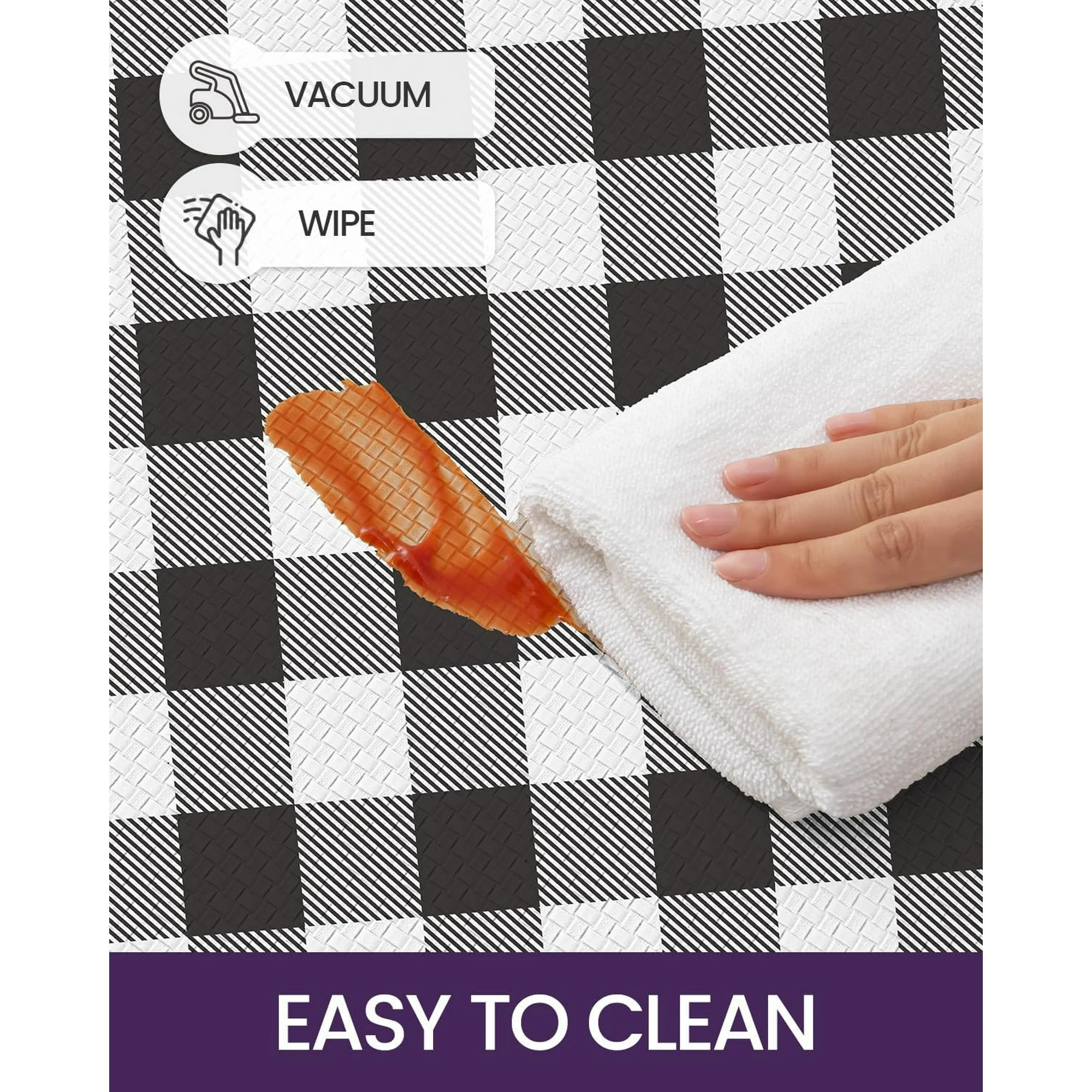 Kitchen Floor Mats Anti Fatigue, 20x29+20x59 Large Wide Cushioned Runner Rug Memory Foam, Waterproof Comfort Standing Padded Non Skid for Home Office Sink Laundry, Black and White Buffalo Plaid