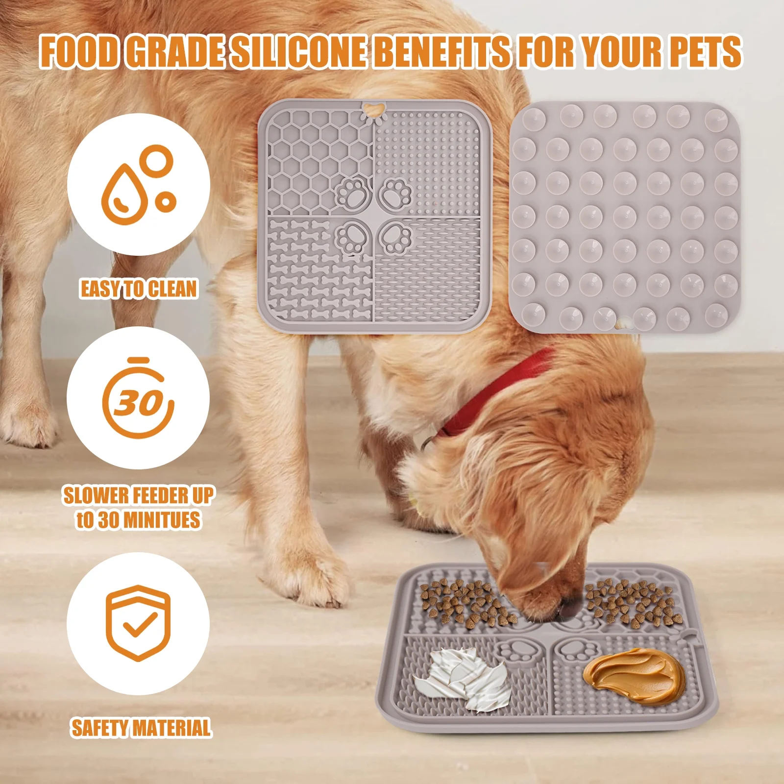 Food grade pet supplies silicone cat and dog licking mat slow food mat pet suction cup licking mat slow food mat
