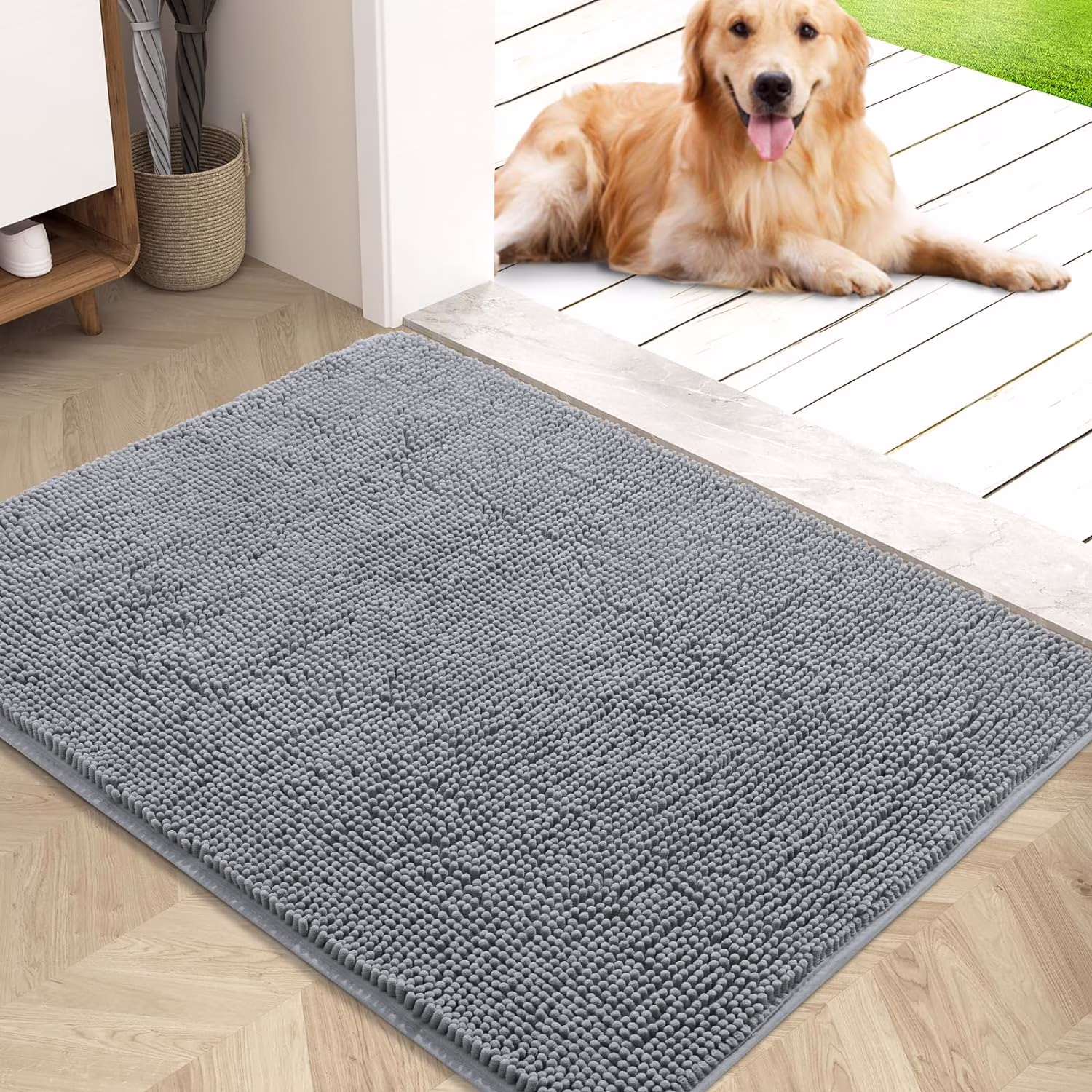Dog Door Mat for Muddy Paws, Absorbs Moisture and Dirt, Non-Slip Washable Mat, Quick Dry Microfiber, Mud Mat for Dogs, Entry Indoor Door Mat for Inside Floor