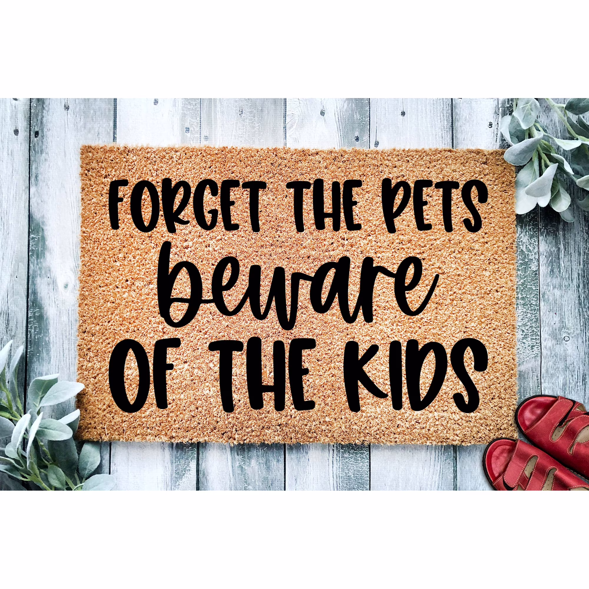 Forget The Pets Beware of the Kids | Funny Doormat | Welcome Mat | Funny Door Mat | Funny Gift | Home Doormat