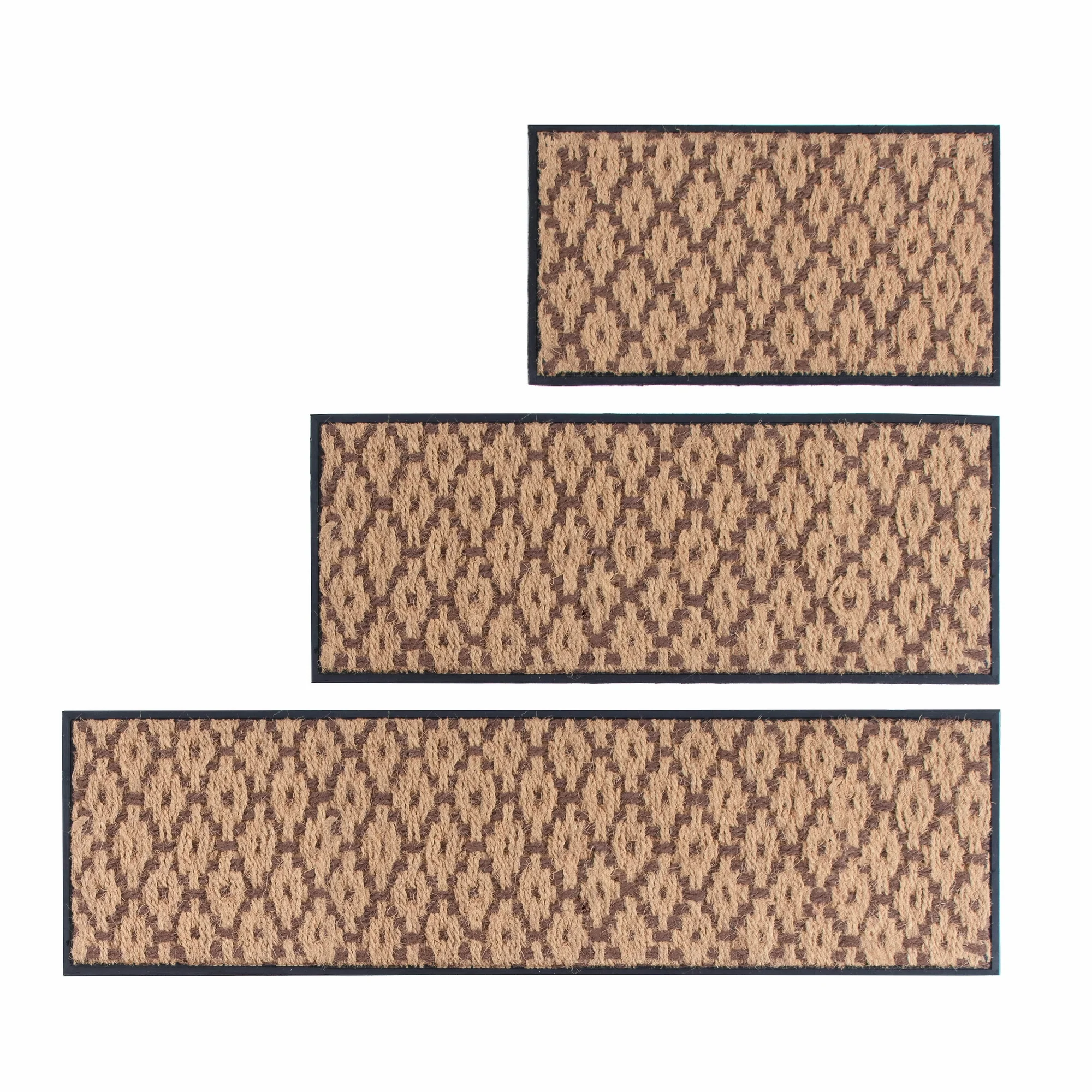 Black Metal Boot Tray with Tan & Dark Brown Coir Insert