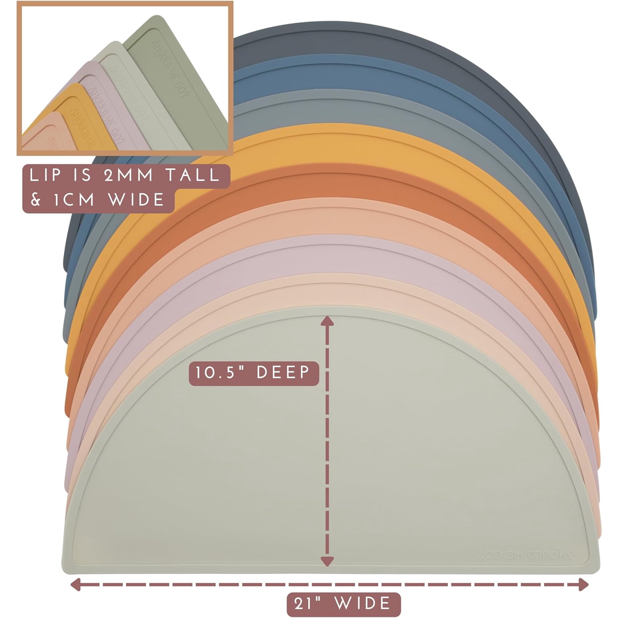 Waterproof Silicone Pet Feeding Mat - Non-Slip, Spill-Proof, Easy-to-Clean, Raised Edge Design, 21" x 10.5", Medium-Sage Green