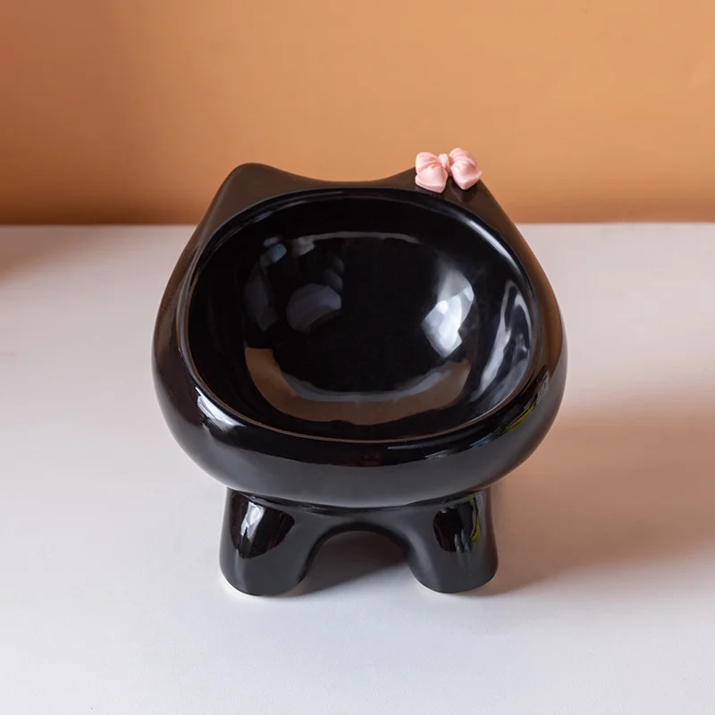 Cute Ceramic Pet Bowl for Dogs & Cats - Single/2-Pack/2-Pack + Silicone Placemat Sets, Multiple Colors