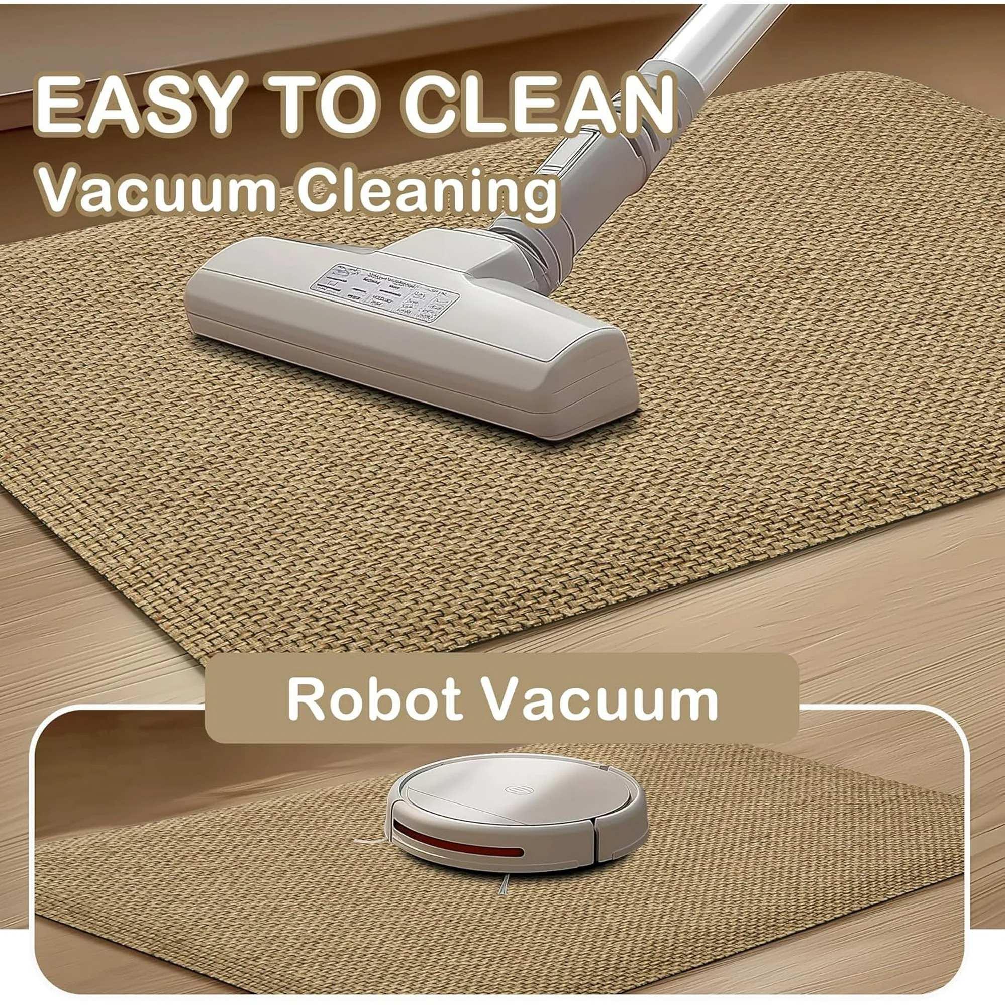 Kitchen Mats for Floor Cushioned Anti-Fatigue Kitchen Floor Mat Non Slip Kitchen Rugs for Floor Absorbent Memory Foam Comfort Standing Mat for Front of Sink, Office, Laundry(Beige, 17.3"x47")