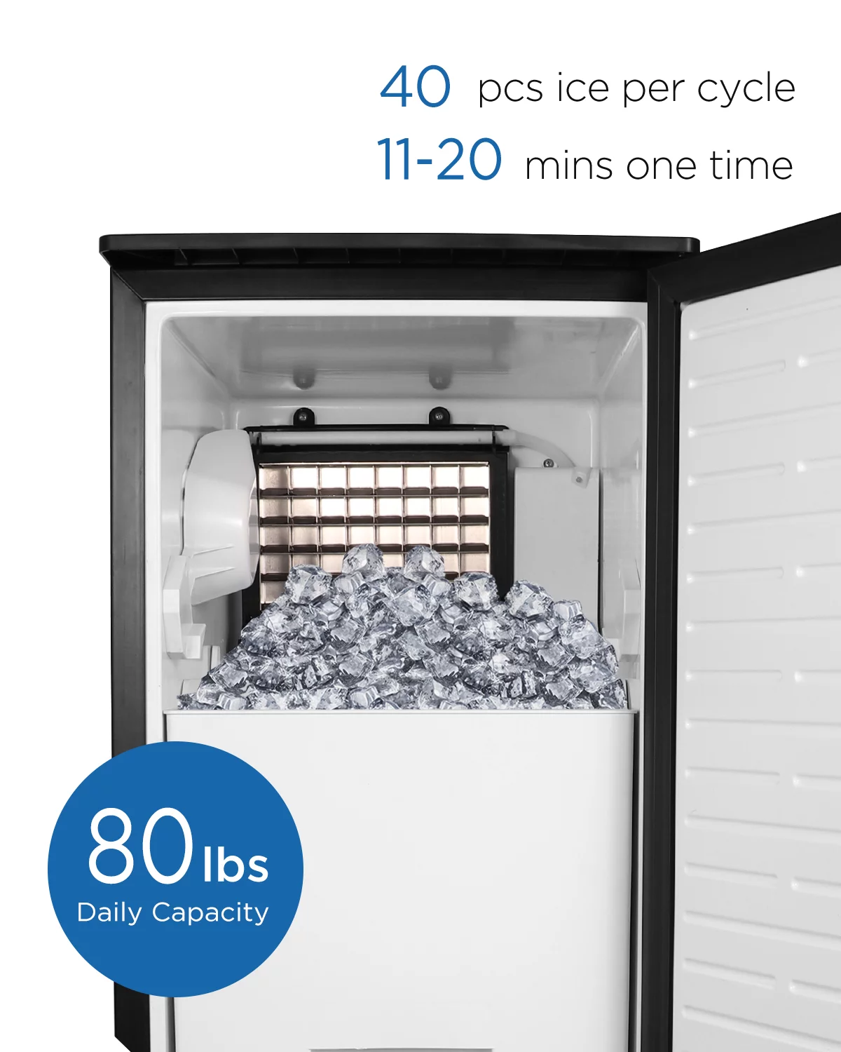 Northair 80lb Daily Undercounter Commercial Ice Maker Built in Ice Machine  Stores up to 24lbs