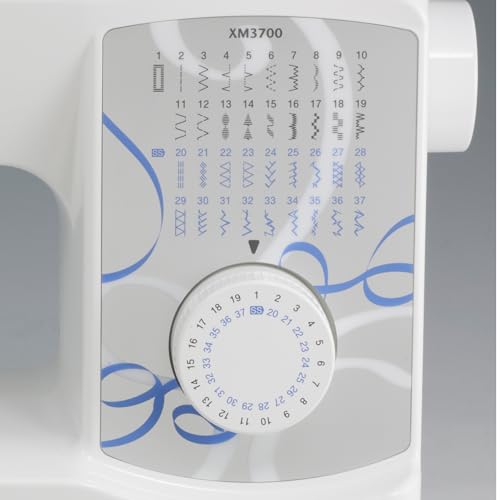 Brother XM3700 Machine, 37 Built-in Stitches, 5 Included Sewing Feet, 17.5 x 7.6 x 14.25 inches, White
