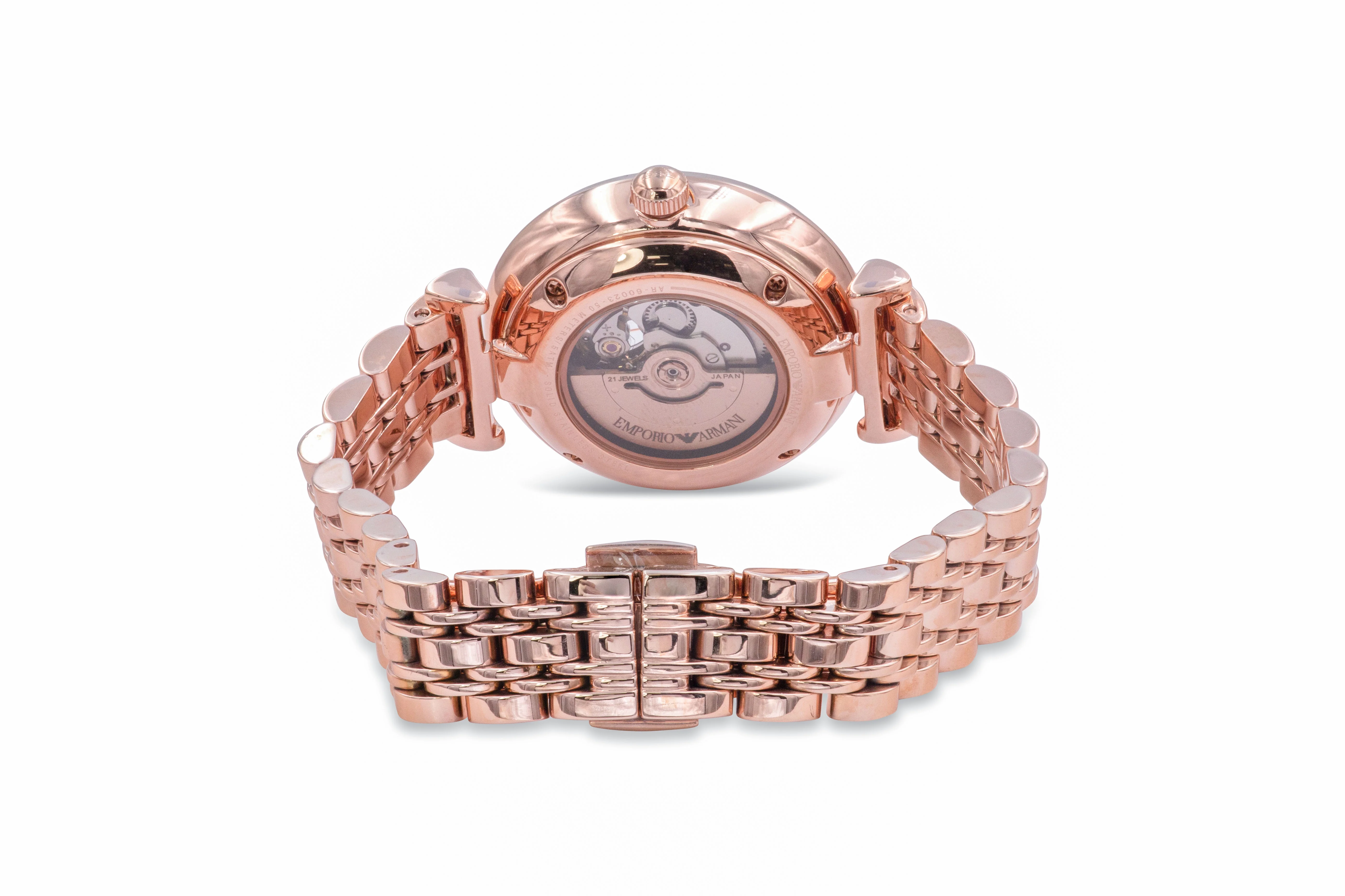 Armani AR60023 Ladies Automatic Crystal Dial Watch, Stainless Steel