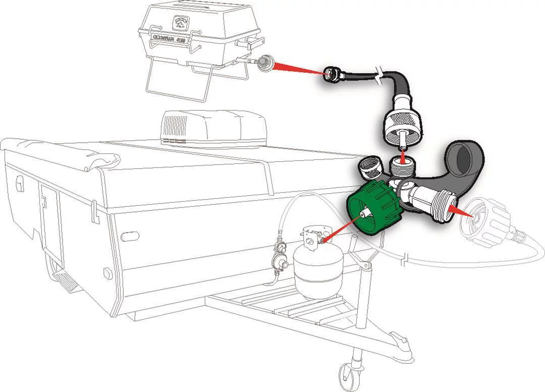 Camco Camper/RV 90-Degree Brass Propane Tee | Features Thermal Protection & Excess Flow Protection (59143)