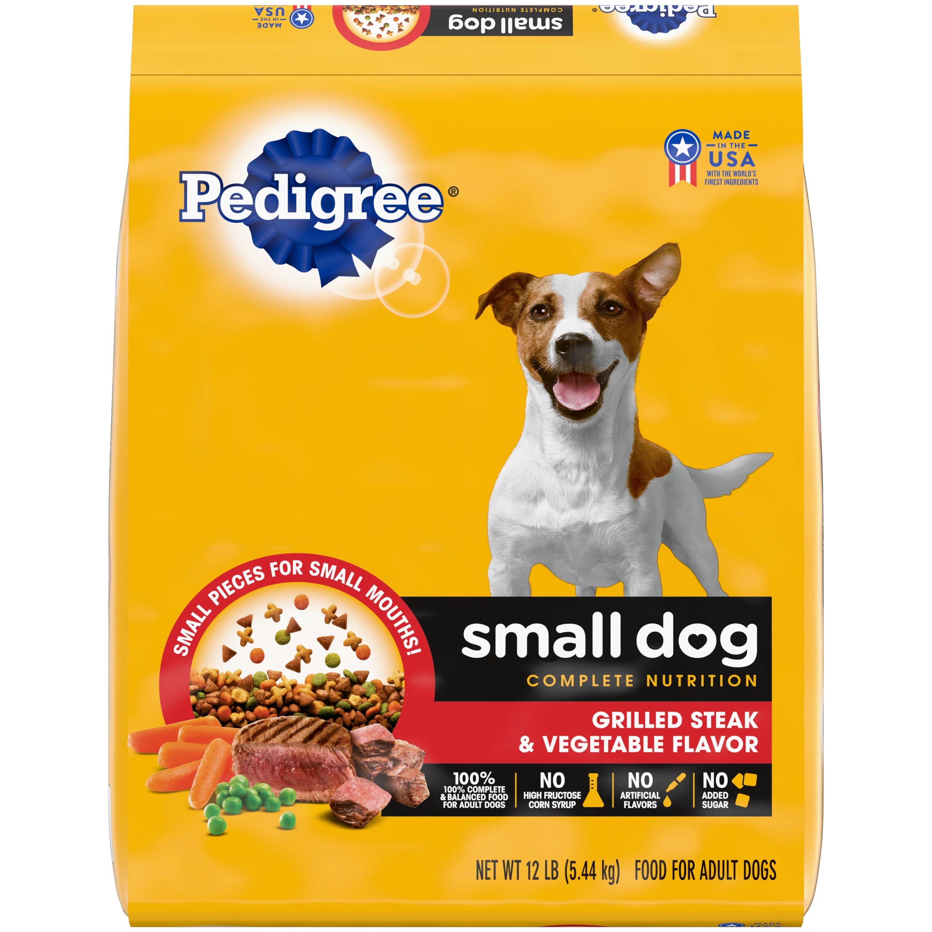 Pedigree Small Dog Steak & Veg Flavor 12lb Dry Dog Food Bag