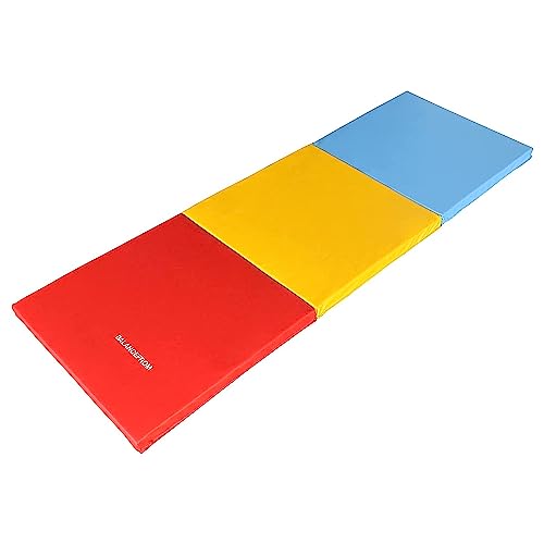 BalanceFrom 2ft x 6ft Three Fold Folding Exercise Mat with Carrying Handles for MMA, Gymnastics and Home Gym Protective Flooring, 1.5-Inch Thick, Multiple Colors