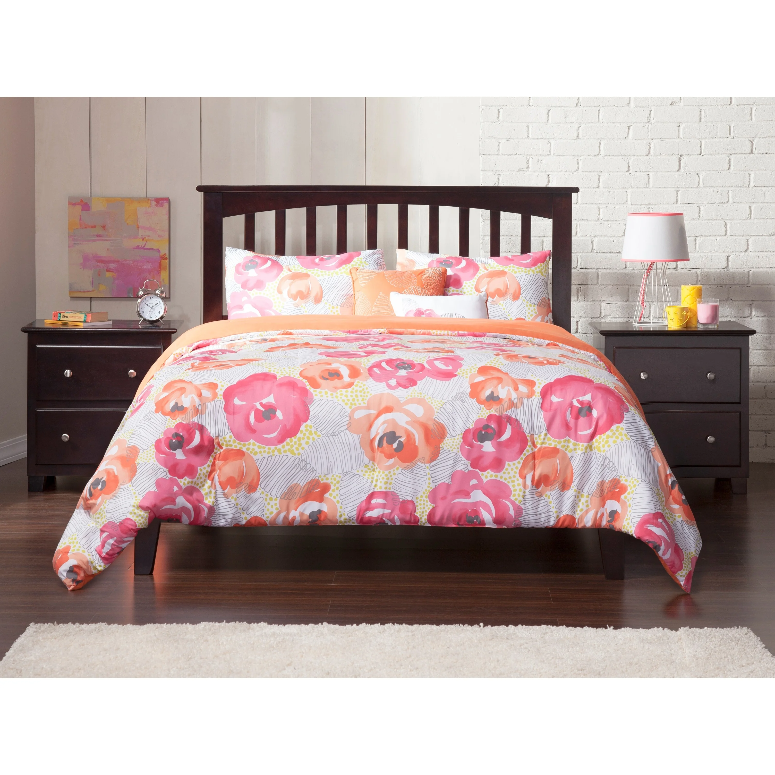 AFI Mission King Platform Bed with Open Foot Board in Espresso