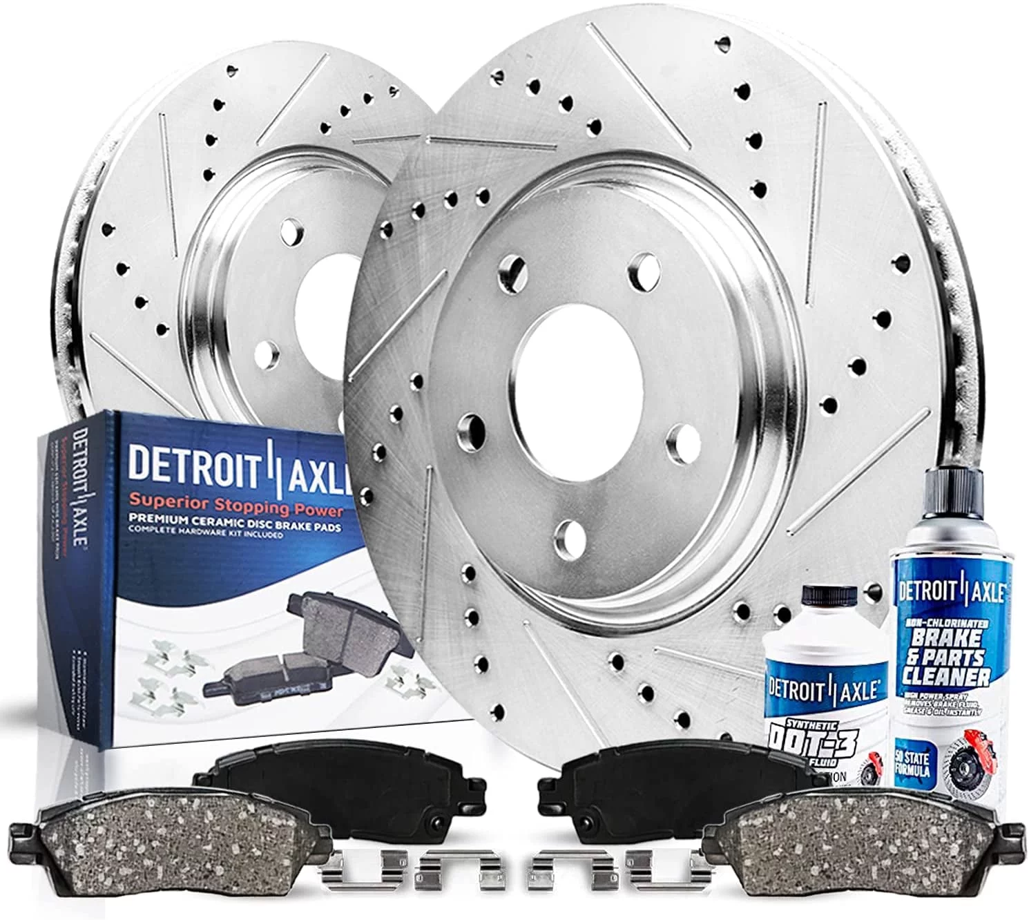 Detroit Axle - 360mm Front Drilled Slotted Brakes and Rotors Brake Pads Replacement for Dodge Charger