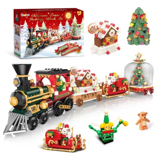 Christmas Train Building Blocks Set, Trian Model Building Toy Collectible Holiday Block Sets for Boys & Girls, Home Decor for Adult Boys Girls Kids Aged 8+(1041 PCS)
