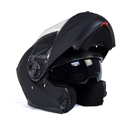 Milwaukee Helmets Breeze Flat Black Advanced Motorcycle Modular Helmet w/Drop Down Visor DOT Approved MPH9814DOT - X-Large