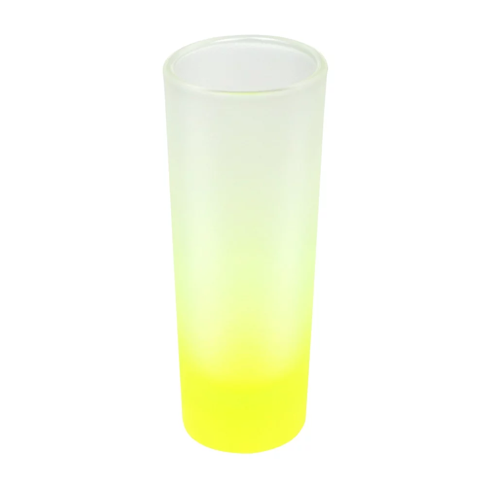 Qomolangma 6colors x 24pcs Sublimation Mug 3oz Colored Glass Mugs Frosted Shot Glass With Gradient Colorful Bottom 144pcs/ctn