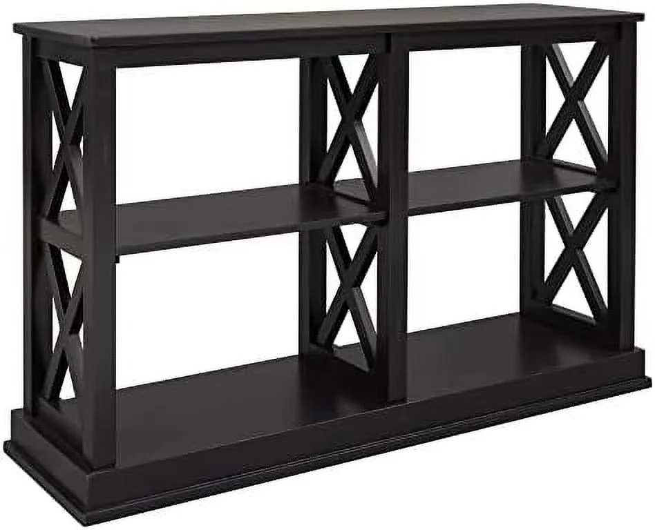 HJZBNONE Entryway Console Sofa Table with 3-Tier  Shleves  X -Shaped Foyer Table Long Narrow Sofa Table for Living Room Hallway Accent Console Table  Navy Blue