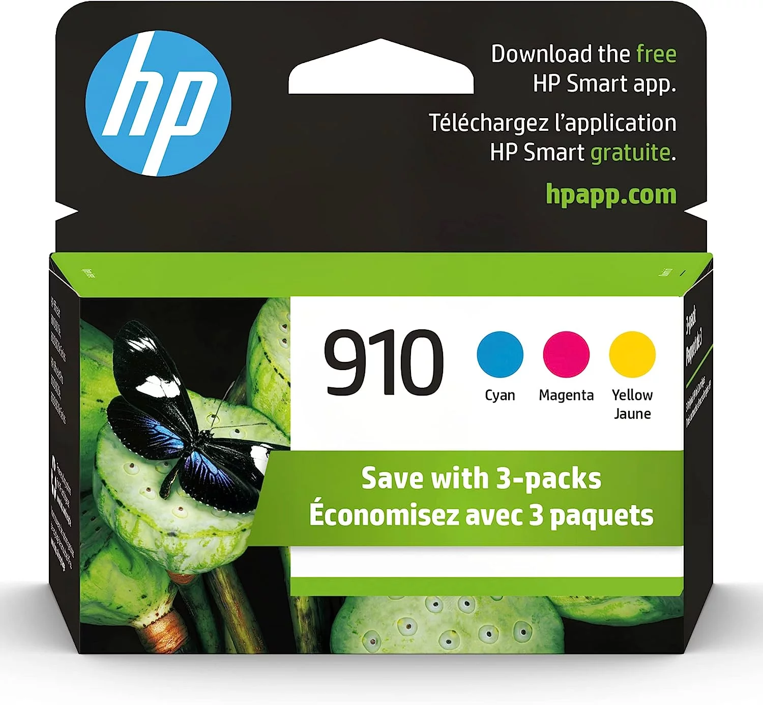 HP 910 Cyan, Magenta, Yellow Ink Cartridges (3-pack) | Works with HP OfficeJet 8010, 8020 Series, HP OfficeJet Pro 8020, 8030 Series | Eligible for Instant Ink | 3YN97AN