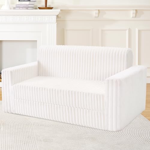 HABUTWAY 2-in-1 Couch Sofa Folding Bed, Sleeper Love Seat with Armrest, Comfy Floor Couch, Lounge Chair Bed, Multi-Functional Lazy Sofa for Bedroom Living Room Dorm Home Office (Beige)