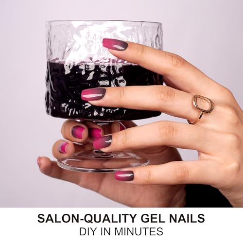 DANNI & TONI Semi Cured Gel Nail Strips Christmas Santa Claus Snowflakes Cat Eye Gel Nail Wraps 28 Stickers | Mistletoe Meow